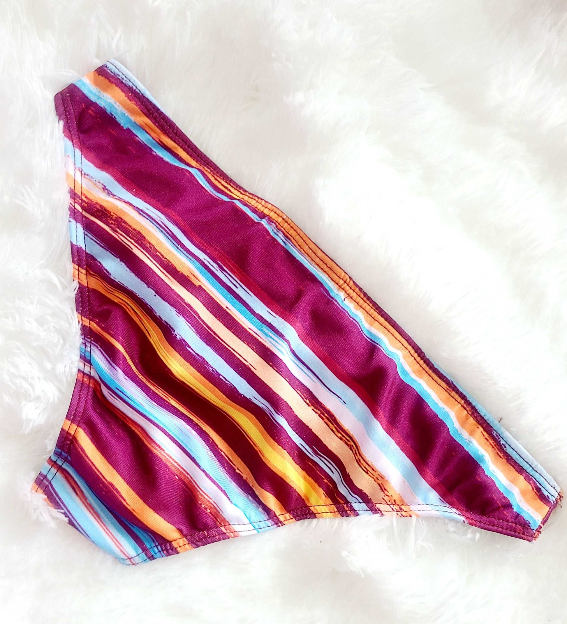 Burgundy Striped Bikini Set