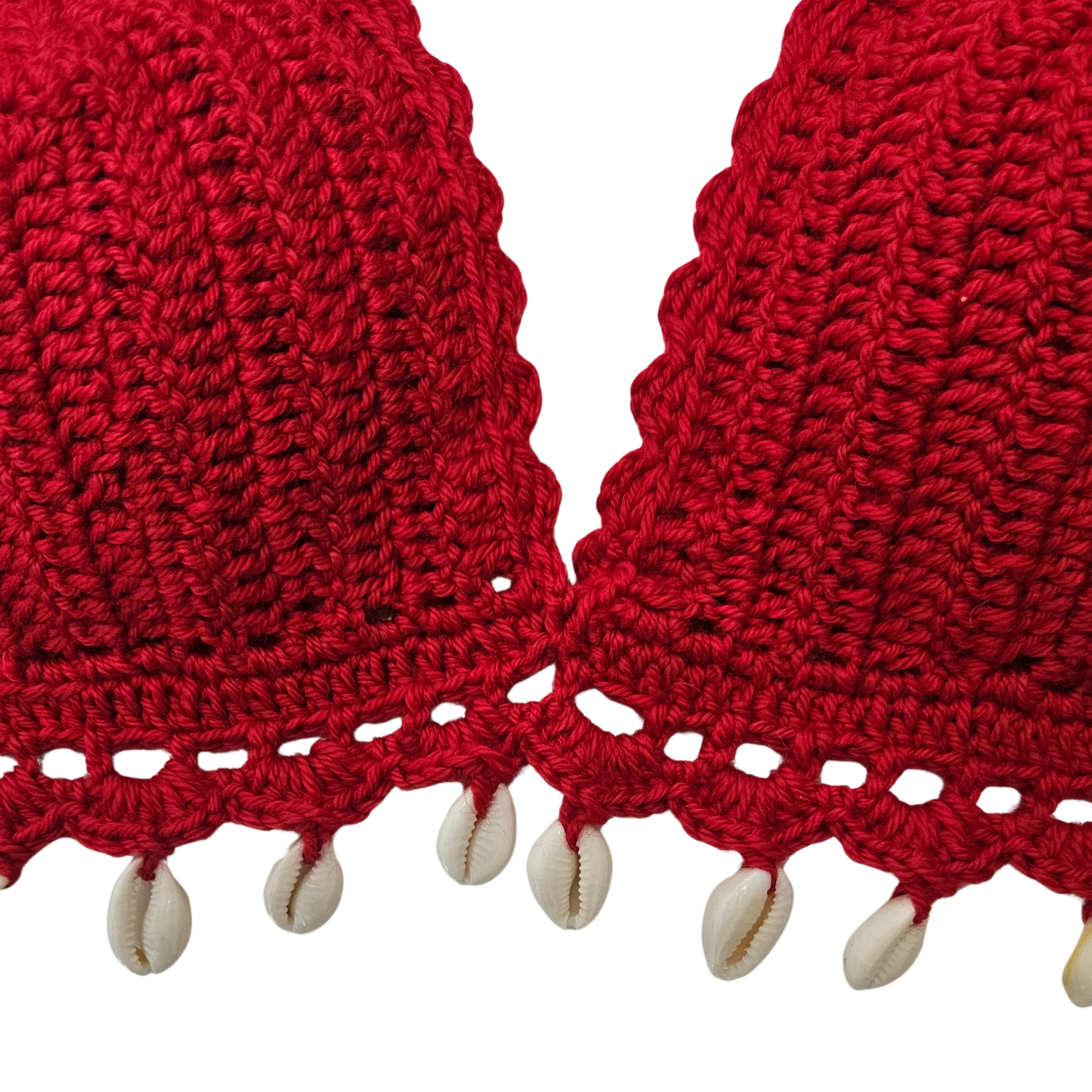 Ruby Seashell Crochet Cropped Top front seashell view