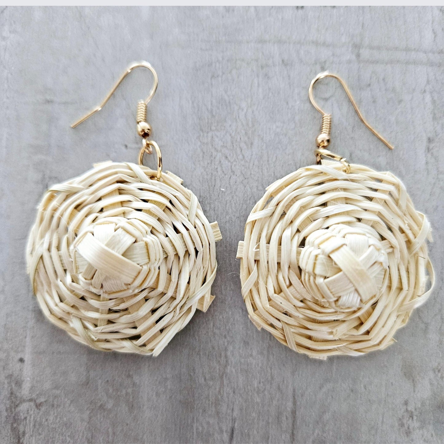 Rattan hat earrings