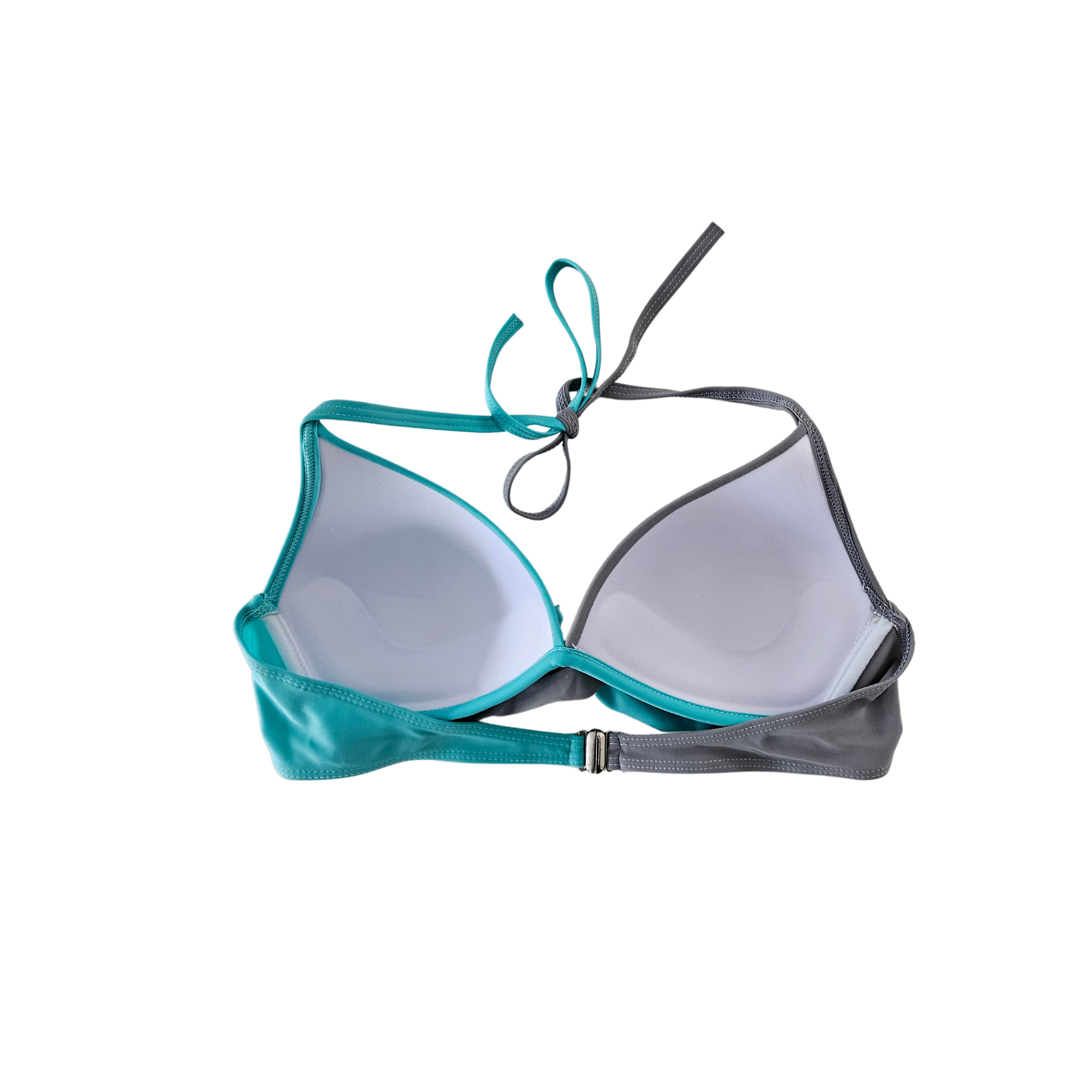 Aqua Blue Two Tones Molded Cup Bikini Set top back