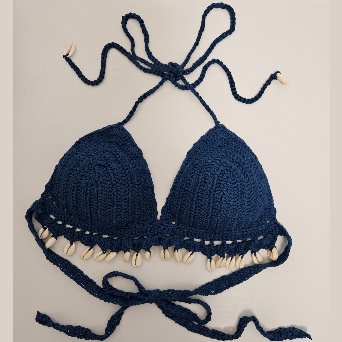 Azure Seashell Crochet Cropped Top front 1