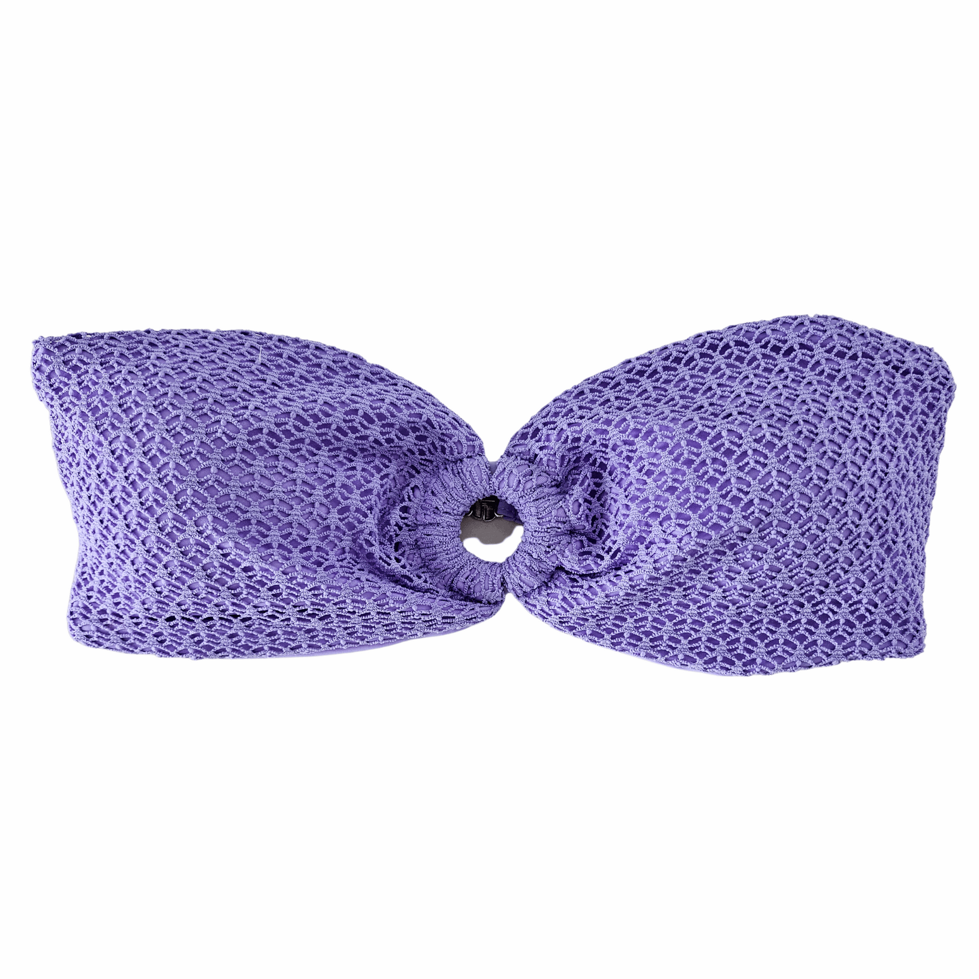 Back view of the Rita Rosa Brazilian Beachwear Bandeau Textured Purple Tube Top Thong Bikini Set