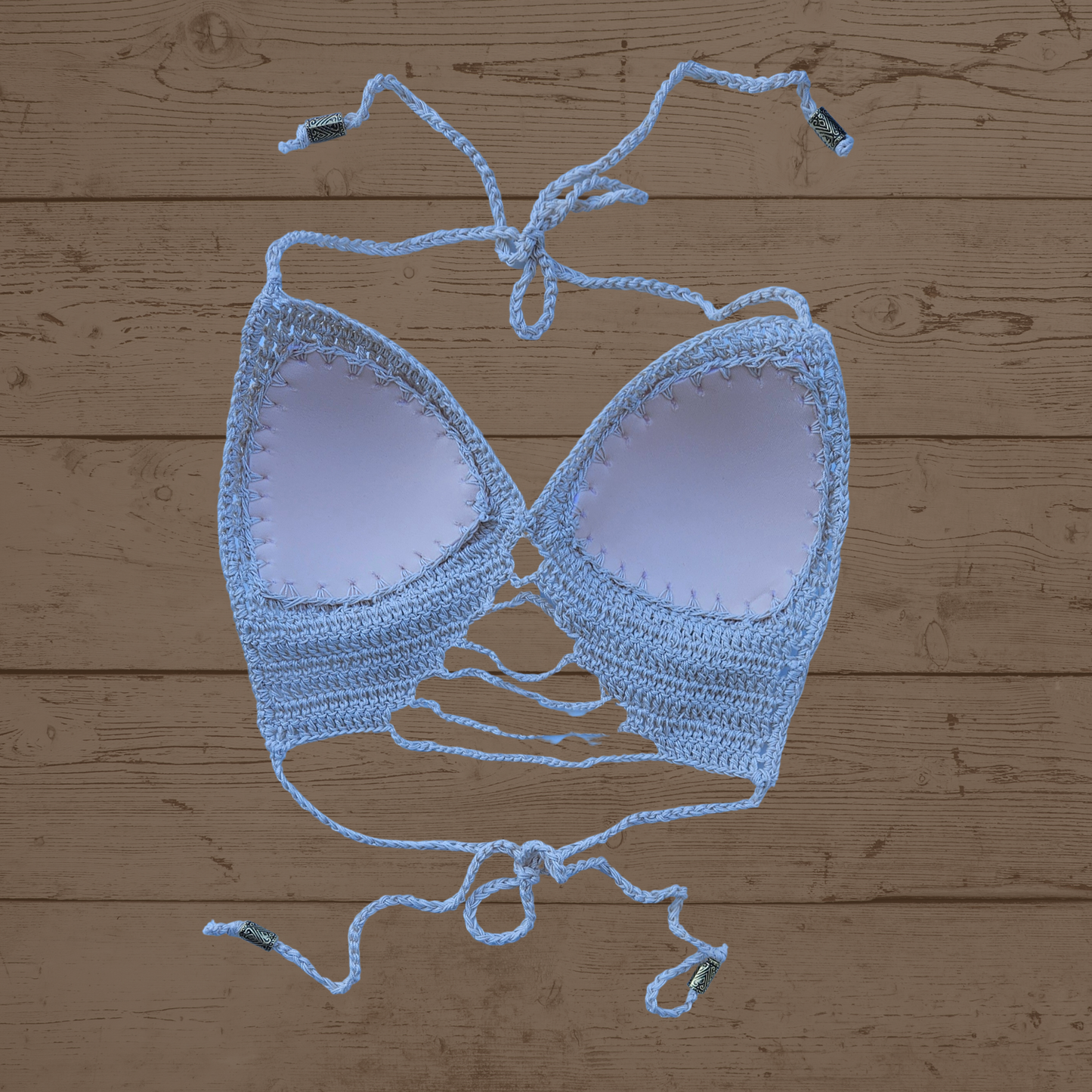 BeigeTwo-WayCrochetCropTopbackpaddedcup