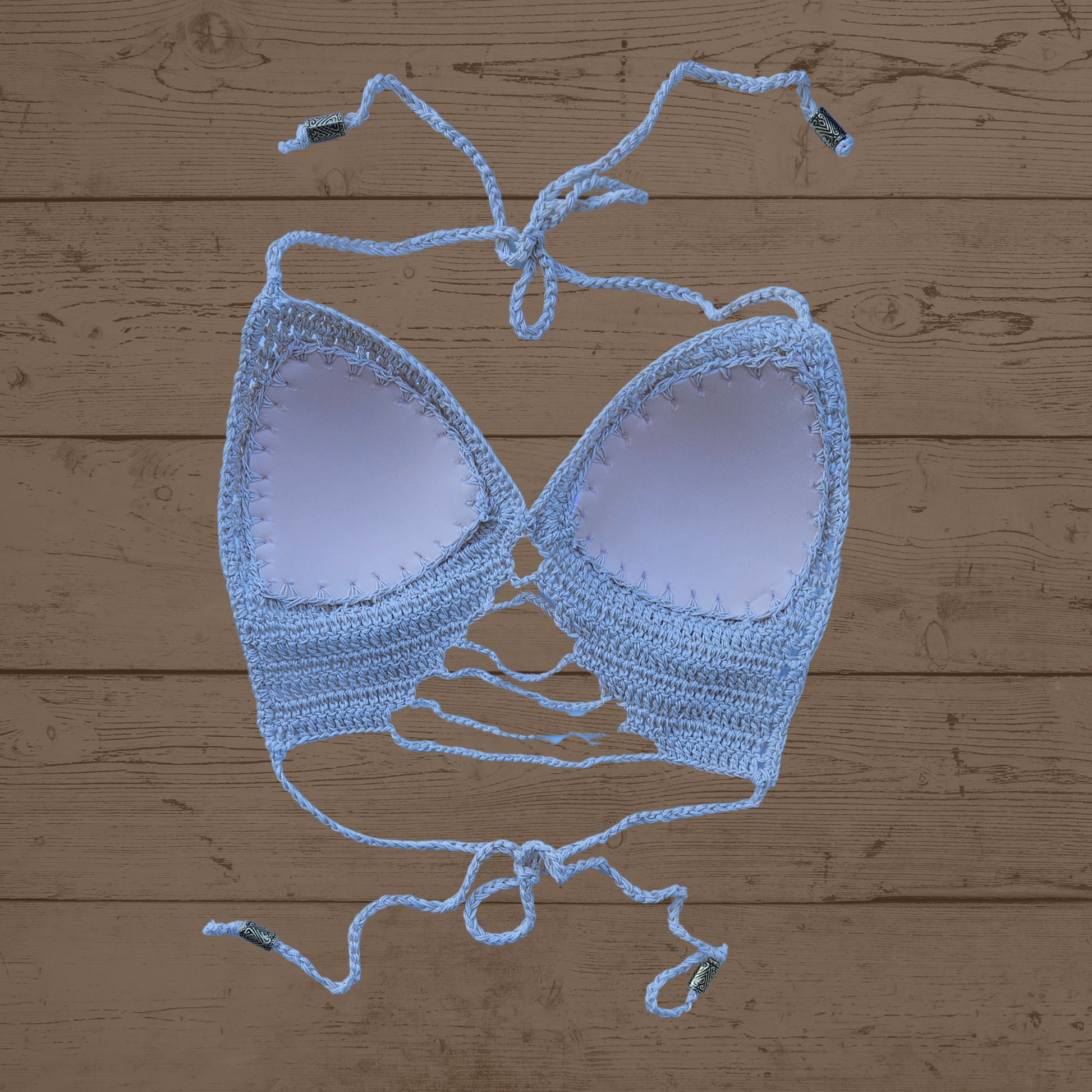 BeigeTwo-WayCrochetCropTopbackpaddedcup