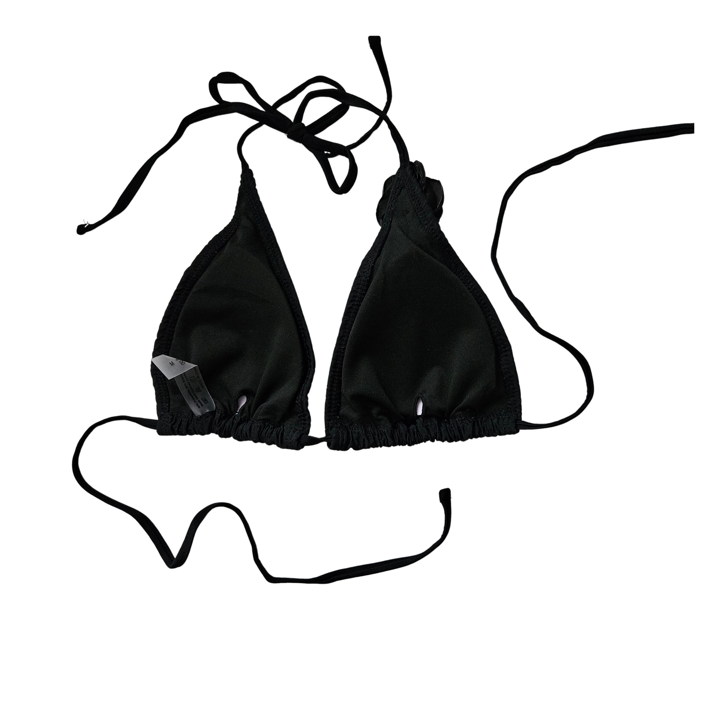 Black Eco 3D Floral Textured Thong Bikini Set top back