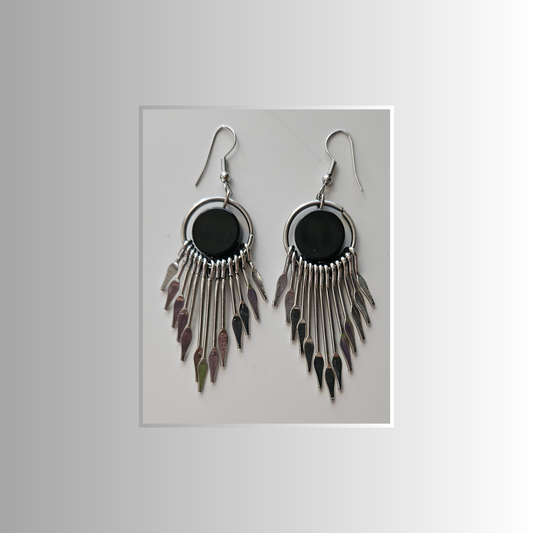 Black and Silver Drop Earrings - Timeless Elegance and Versatile Fashion Accessory - Rita Rosa Brazilian Beachwear