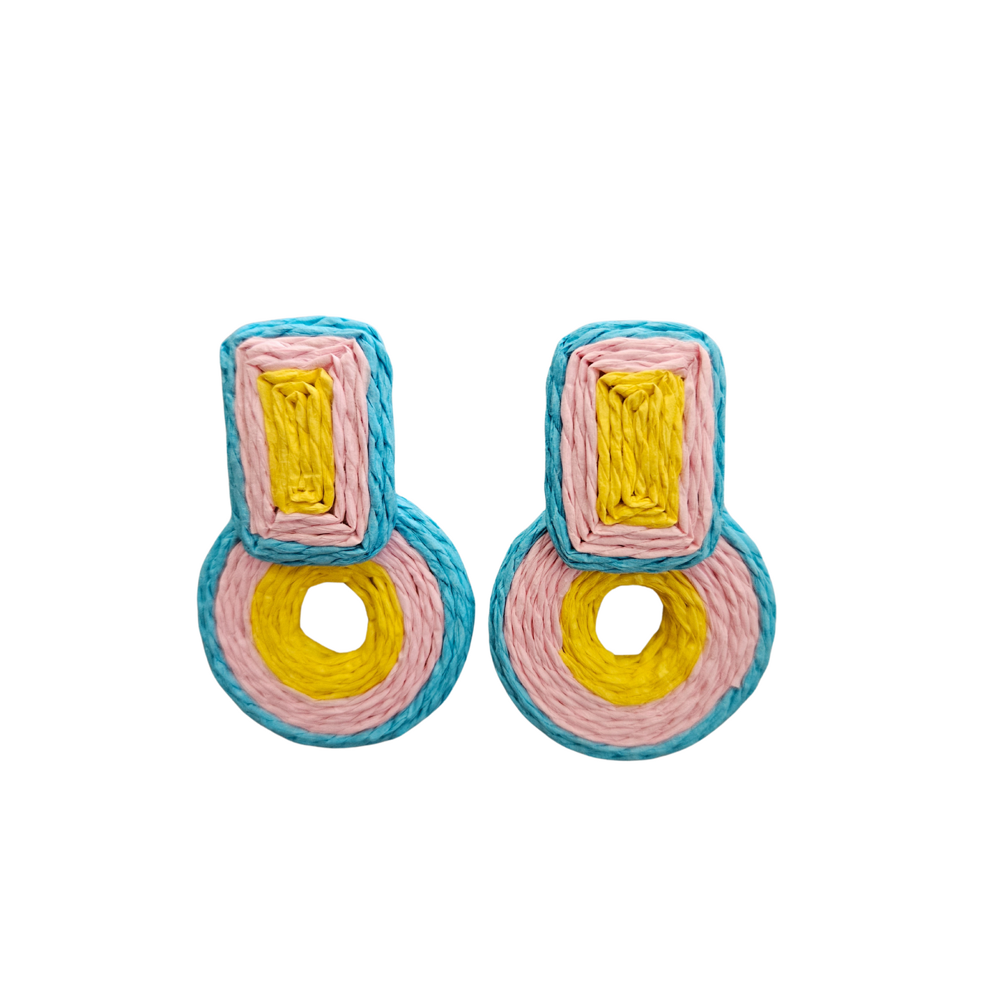Blue Geometric Statement Earrings