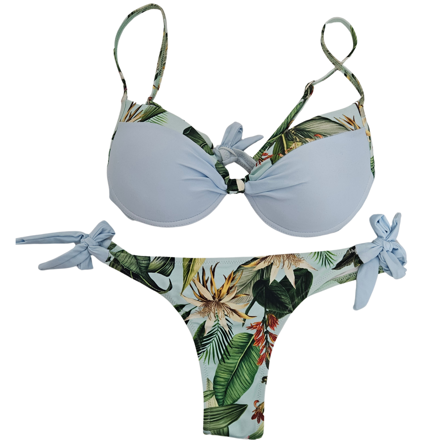 Bluebell Underwire Triangular Thong Bikini Set-Blue