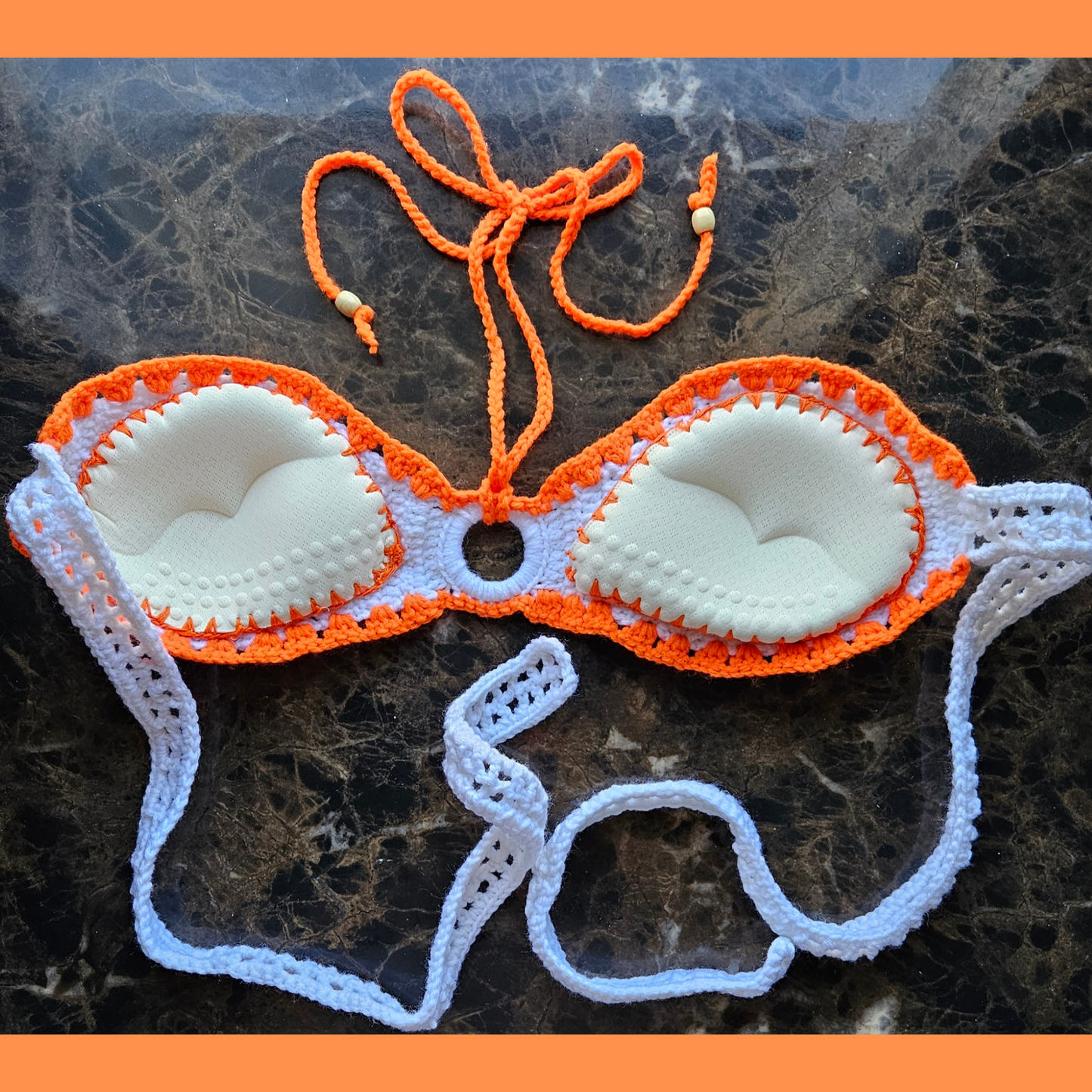 Citrus Crochet Bandeau Top back padded cup