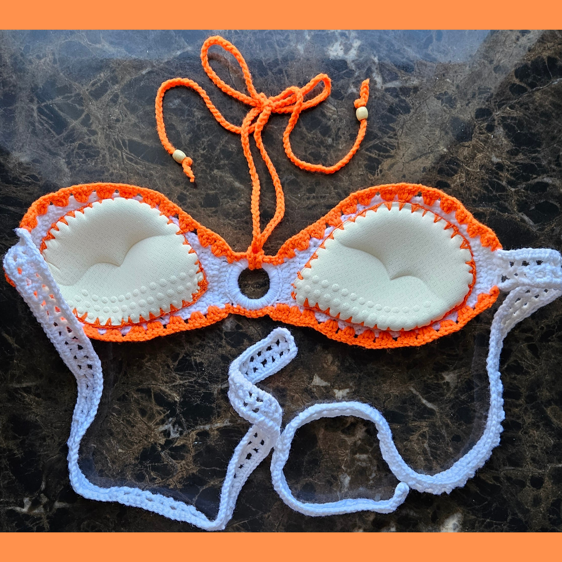 Citrus Crochet Bandeau Top back padded cup