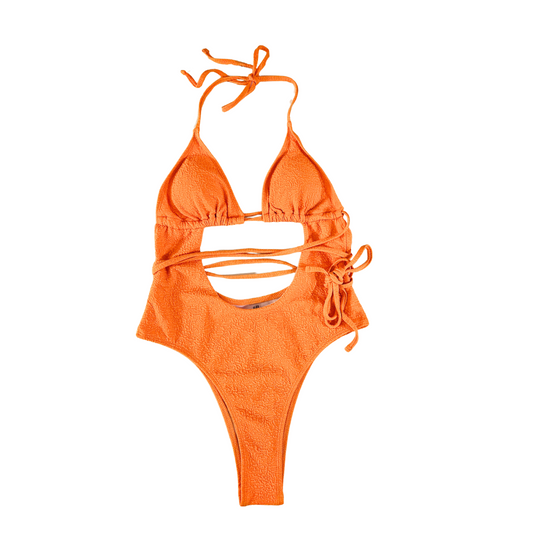Citrus Crush Cut Out Ribbed Lace Up Swimsuit Rita Rosa image
