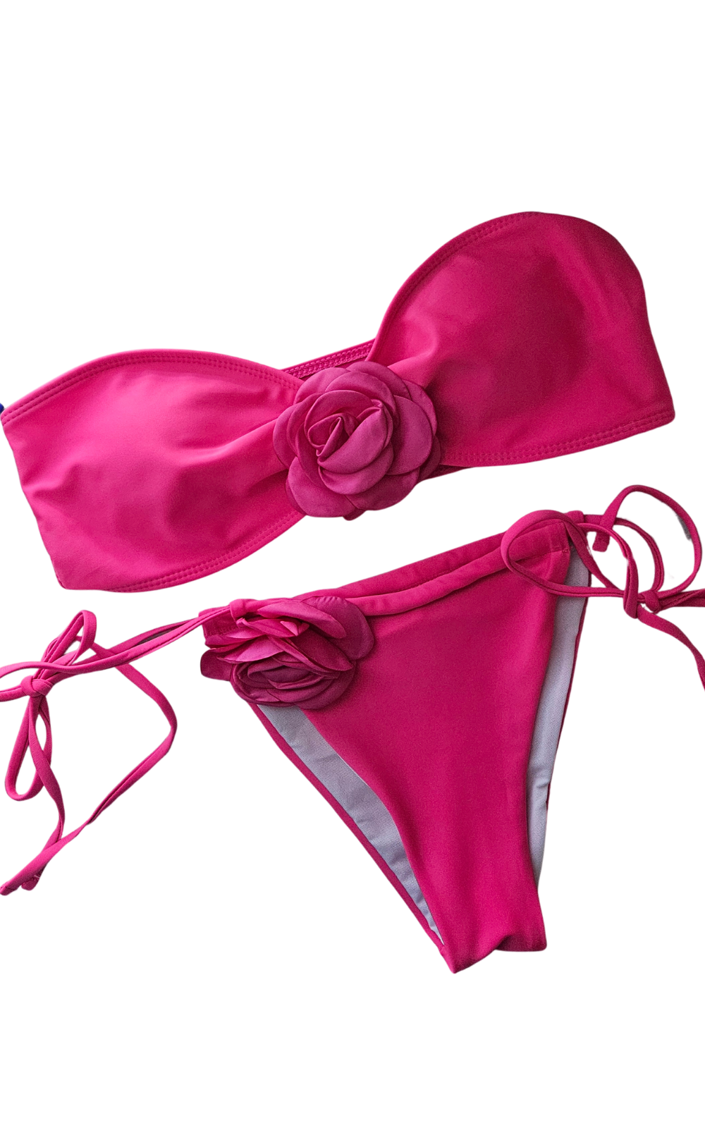 Coral Sunset Push Up Flower Thong Bikini Set front image