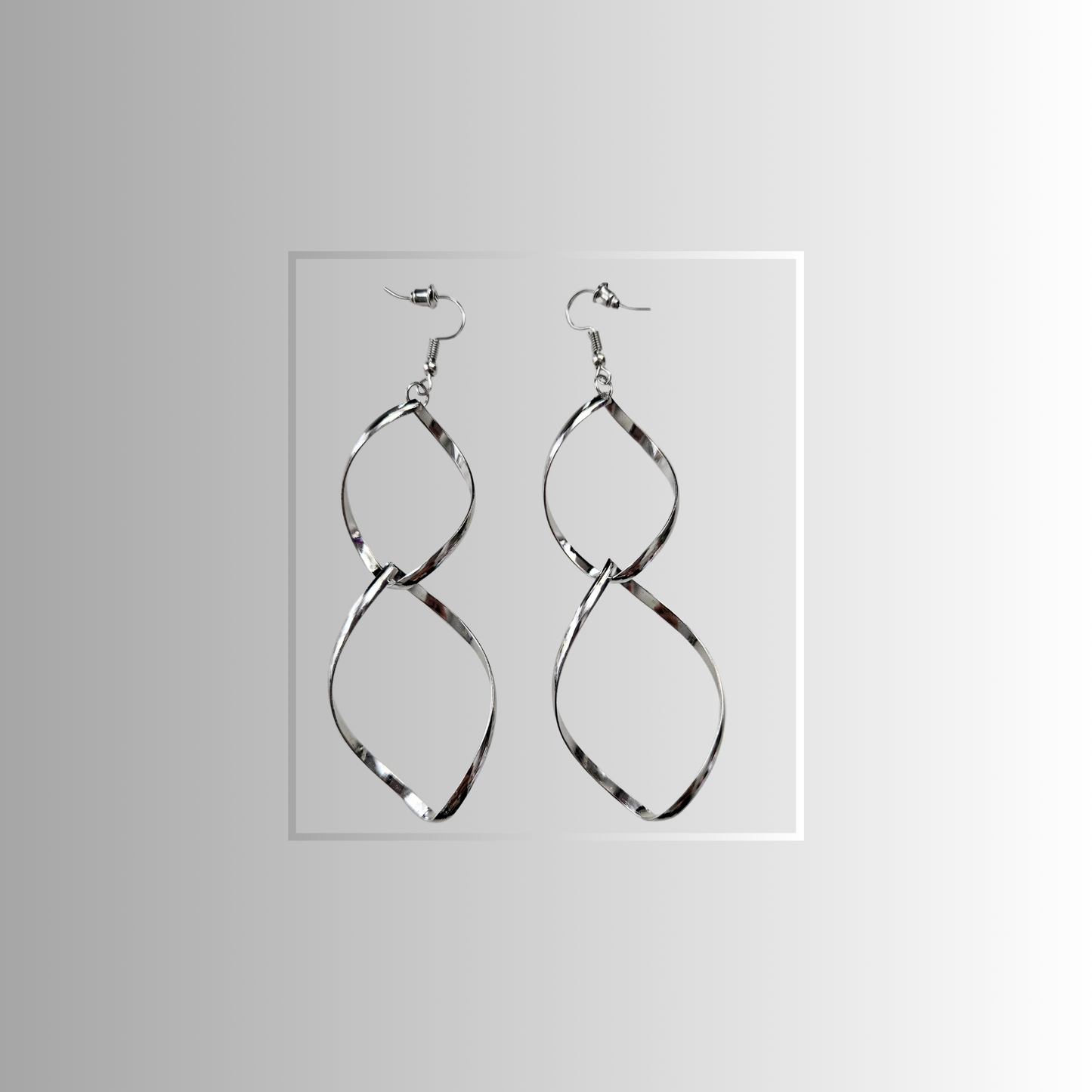 Double Loops Silver Drop Earrings