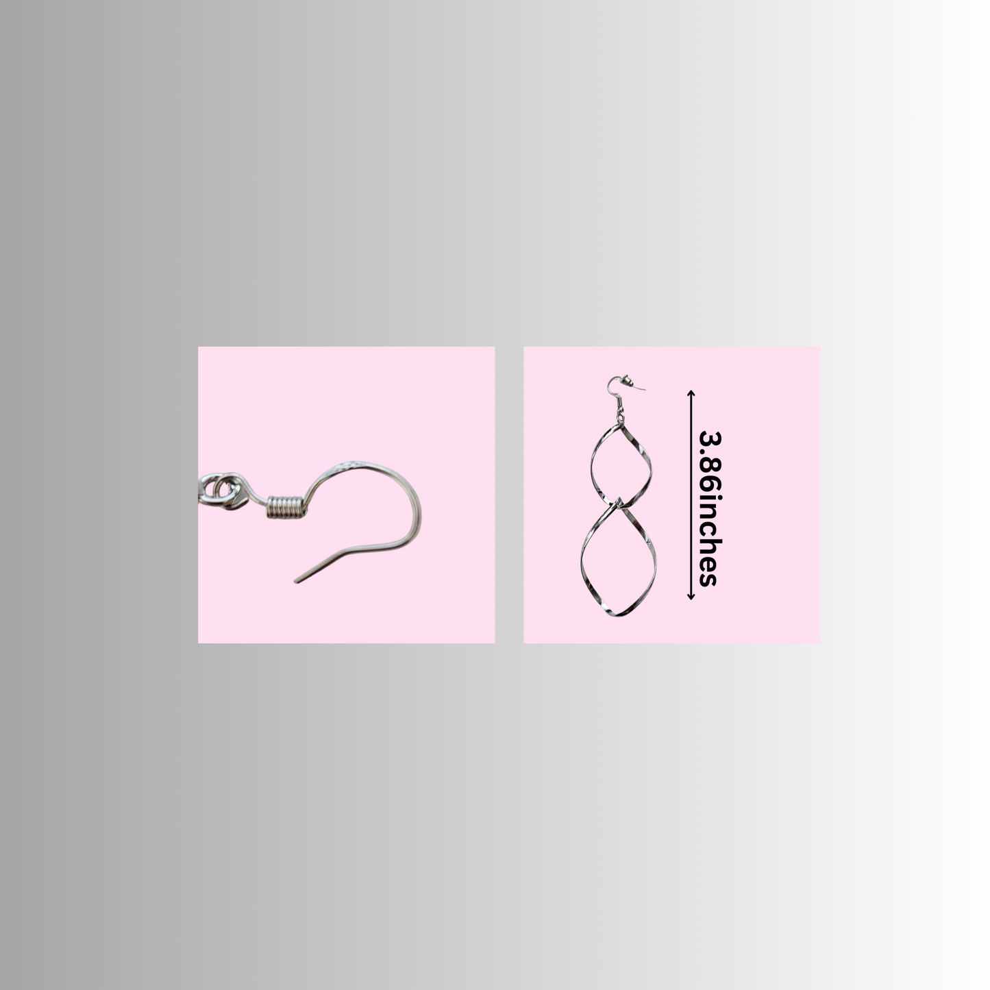 Double Loops Silver Drop Earrings Measurements