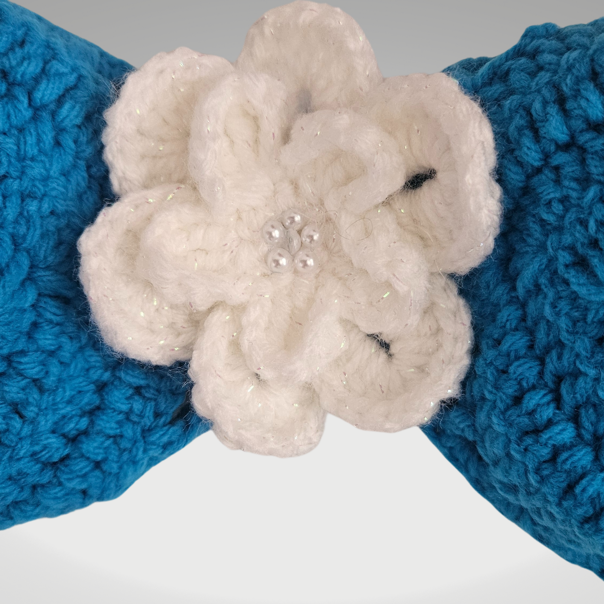 Elegant Azure Crochet Bandeau Crisscross Top White flower Crochet Top