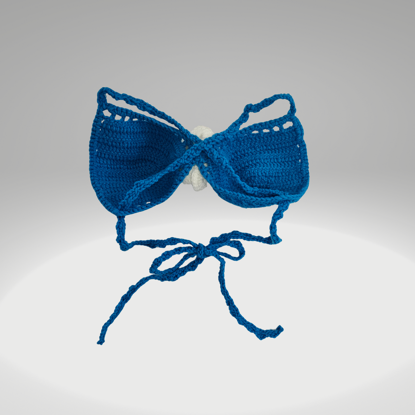 Elegant Azure Crochet Bandeau Crisscross Top back