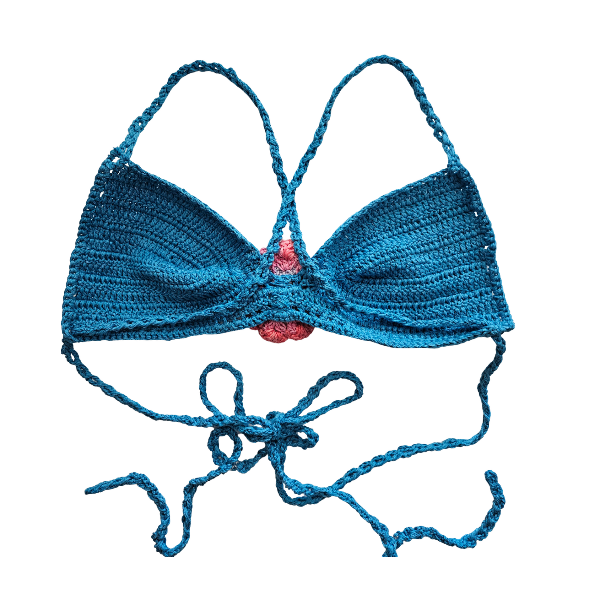 Elegant_Blue_Multi_Color_flower_accent_Crochet_Bandeau_Crisscross_Top_back