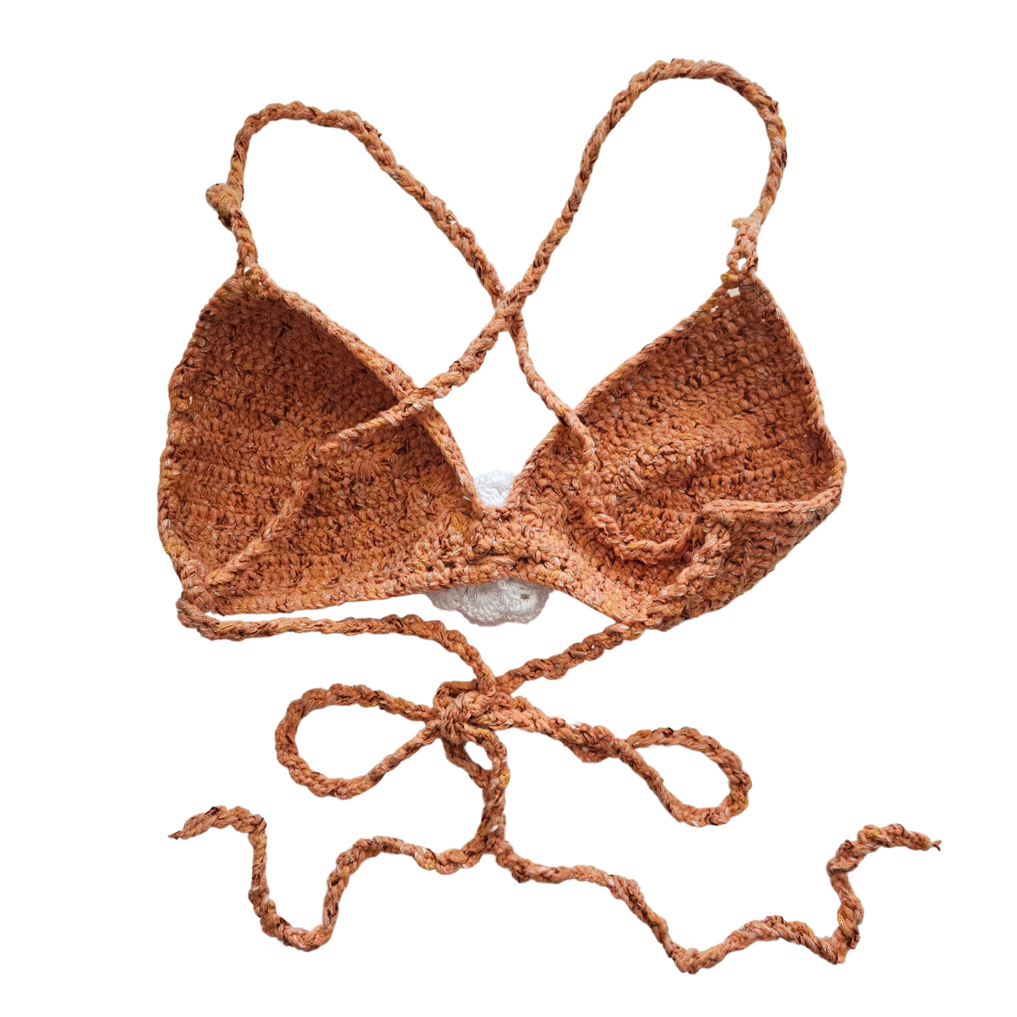 Elegant Flower Accent Crochet Bandeau Crisscross Top