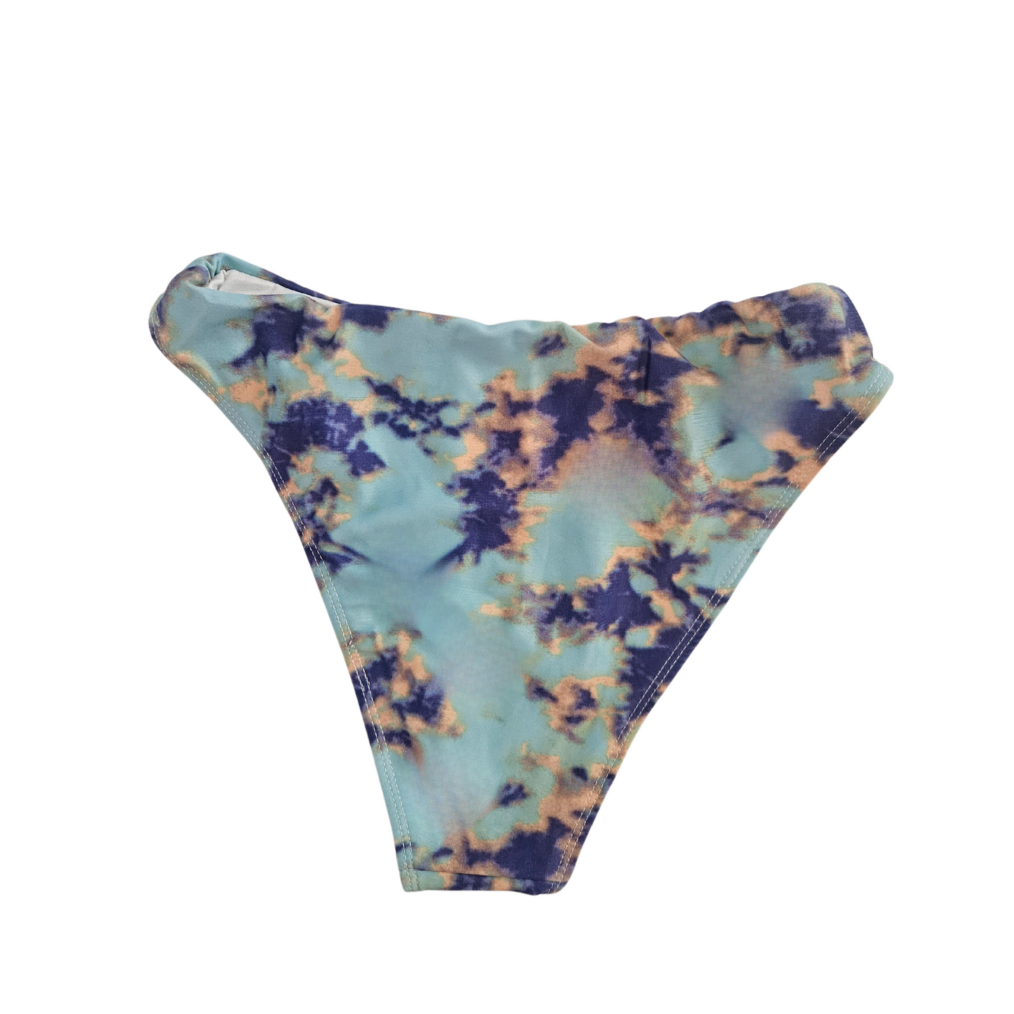 Floral Aqua Lace-up Thong Bikini Set bottom back image