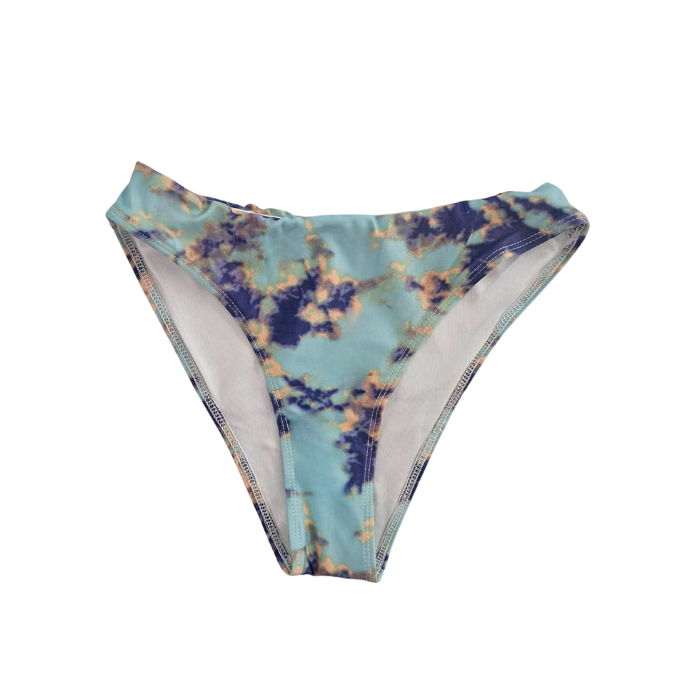 Floral Aqua Lace-up Thong Bikini Set bottom front image