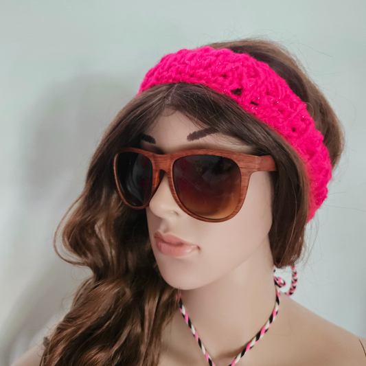 Fuchsia Boho Headband model front pose