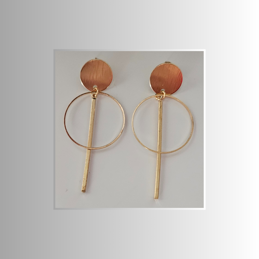 Gold Circle Bar Drop Earrings - Timeless Elegance and Affordable Luxury - Rita Rosa Brazilian Beachwear