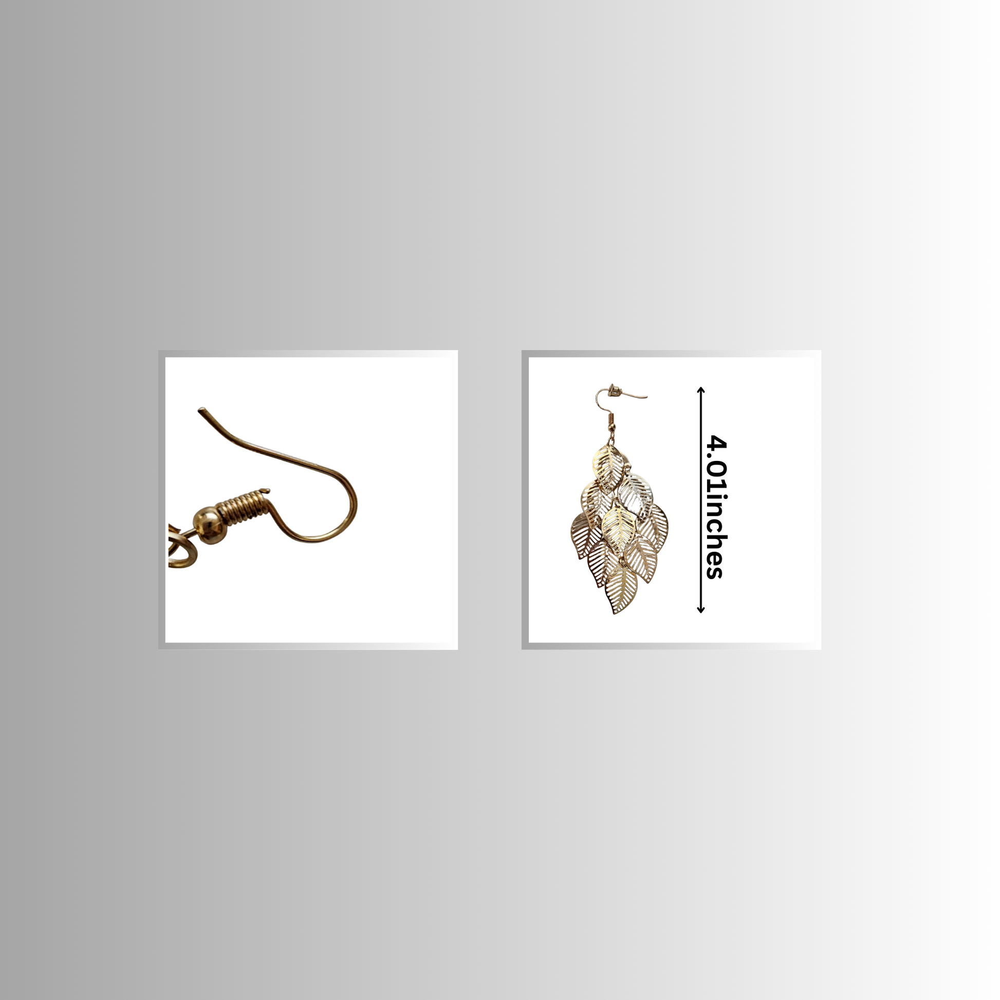 Gold Leaf Dangle Earrings Measurements