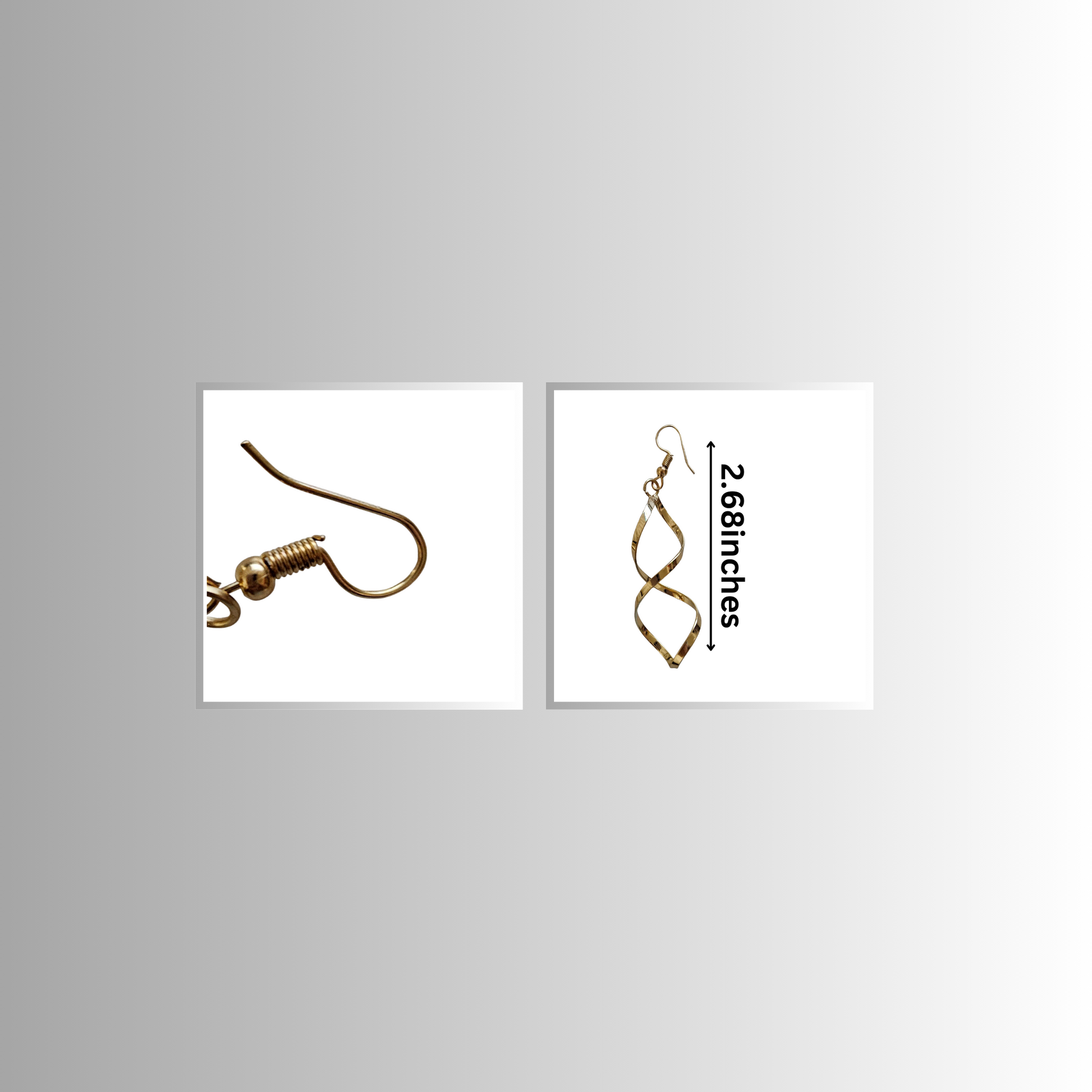 Gold Swirl Drop Earrings - Elegant Fashion Accessory - Rita Rosa Brazilian Beachwear-Measurements