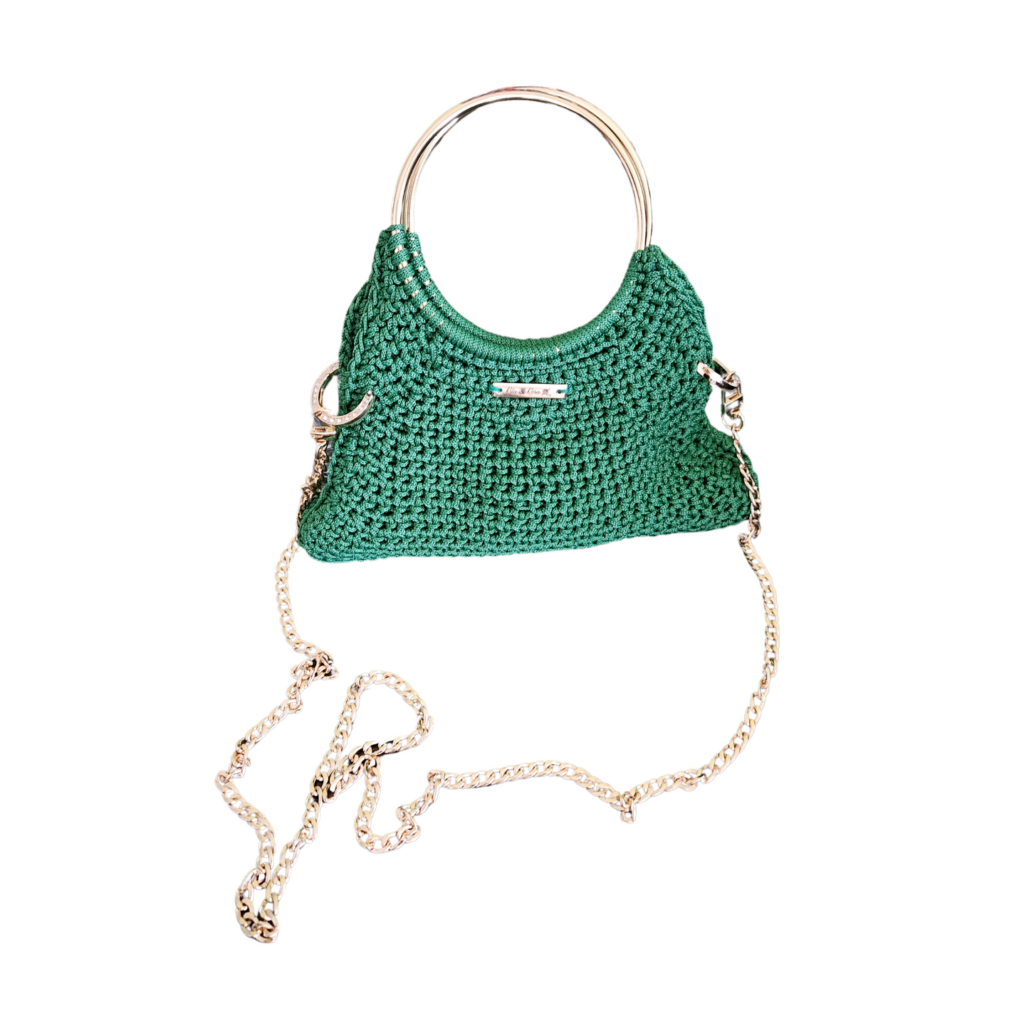 Arco Luxe Crochet Bag – Handcrafted Macrame Crossbody with Gold Accents