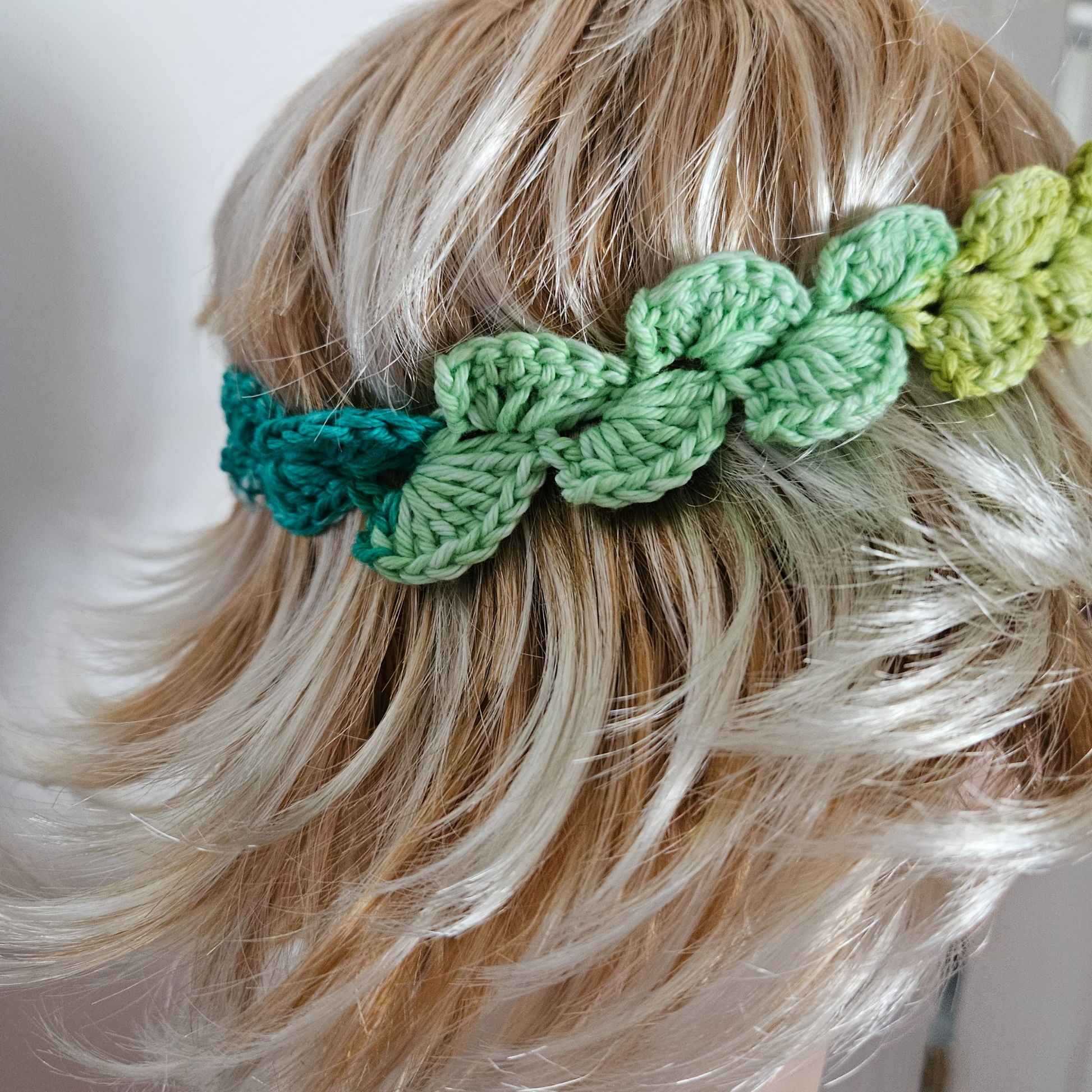 Green Stripes Petal Headband model back side pos