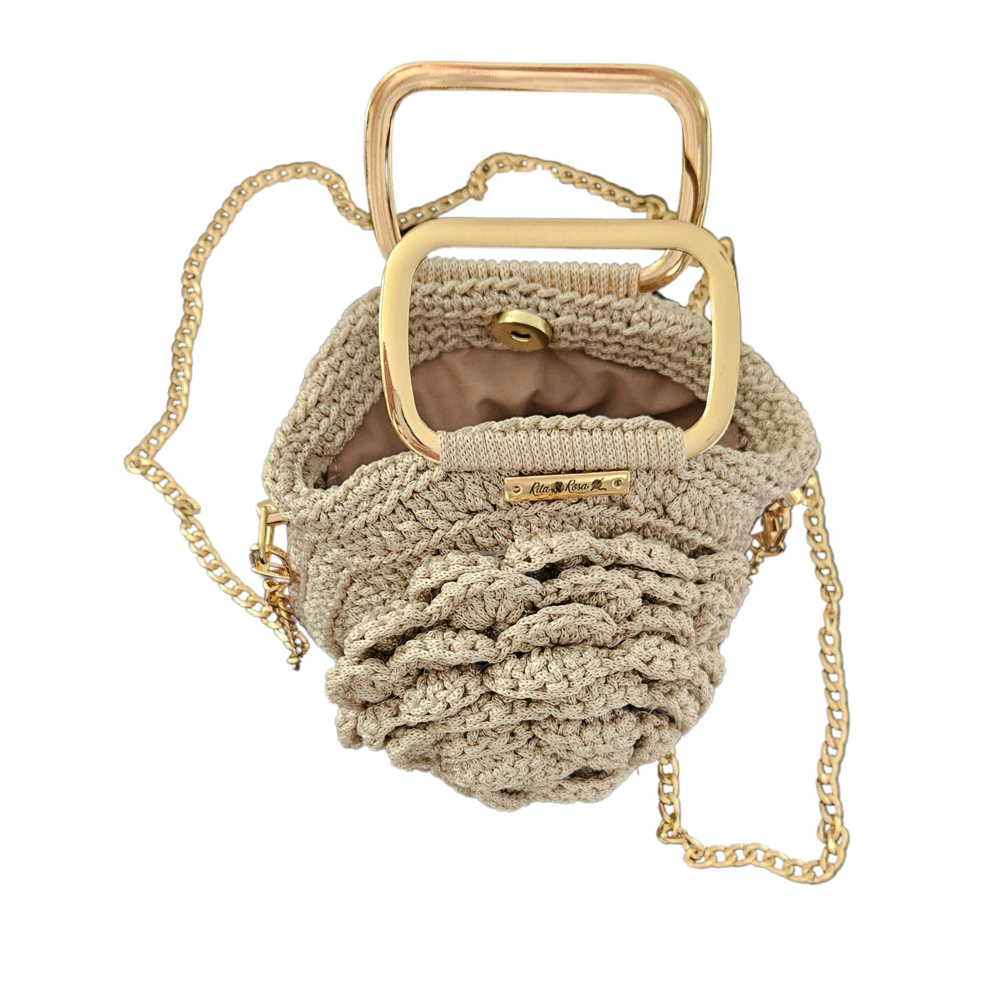 Petite Bloom Macramé Tote – Spiral Bloom (With Handle)