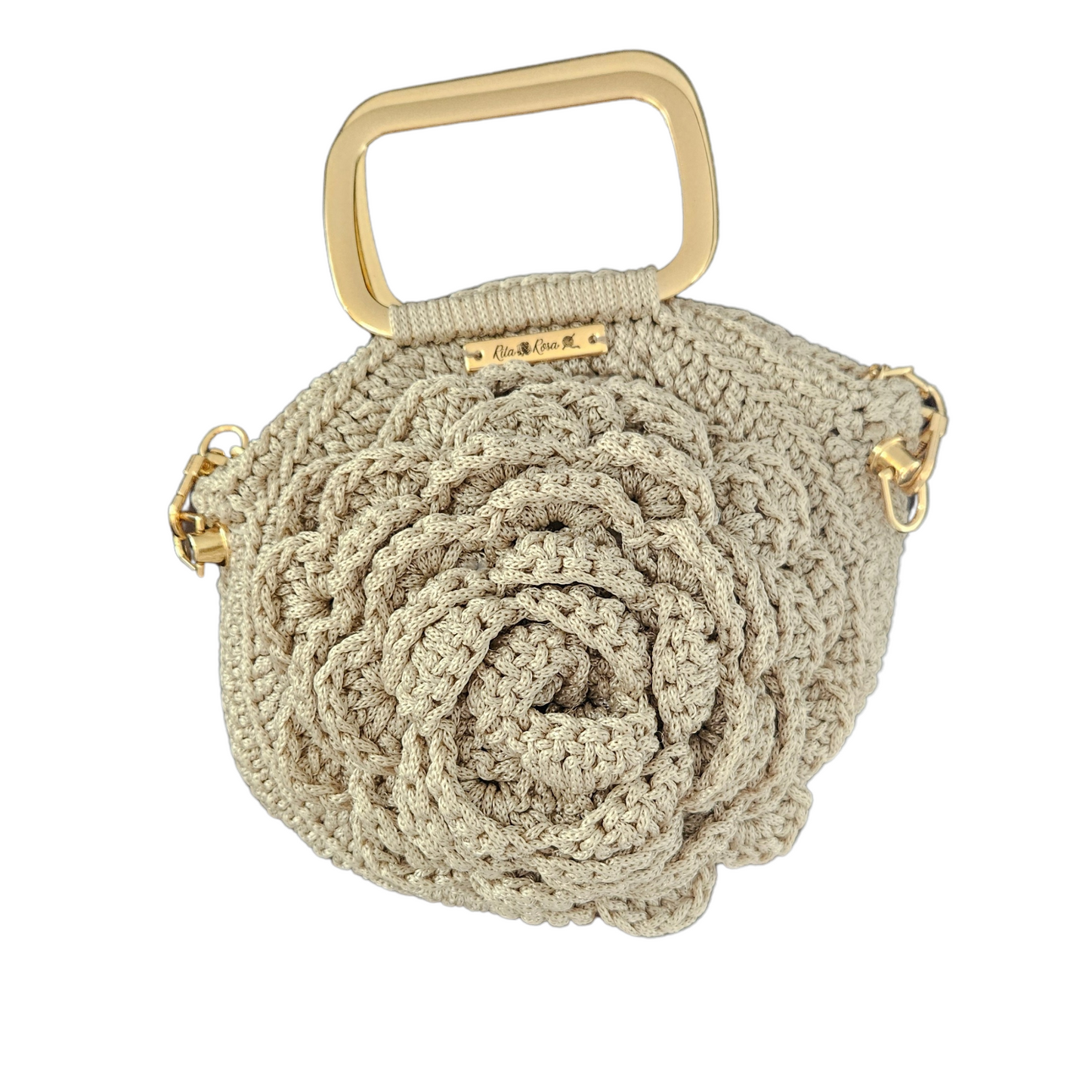 Petite Bloom Macramé Tote – Spiral Bloom (With Handle)