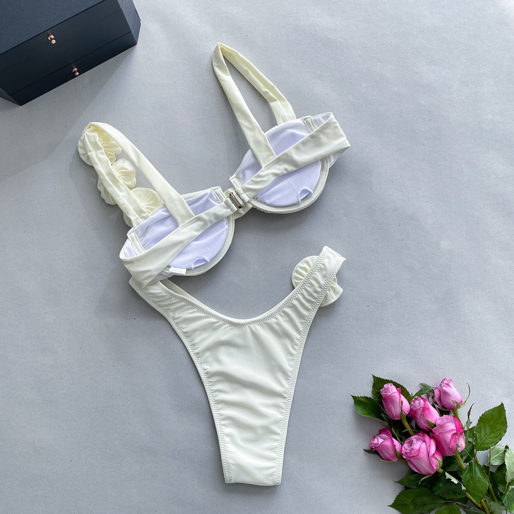 Off-White 3DFloral Elegance High-Cut Bikini Set back image