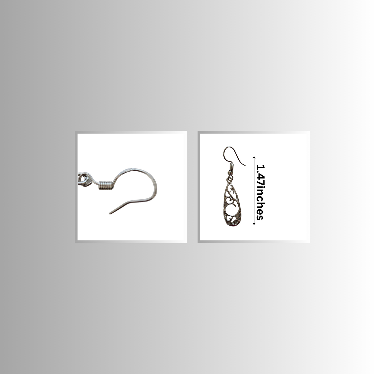 Paisley Silver Drop Earrings Measurements