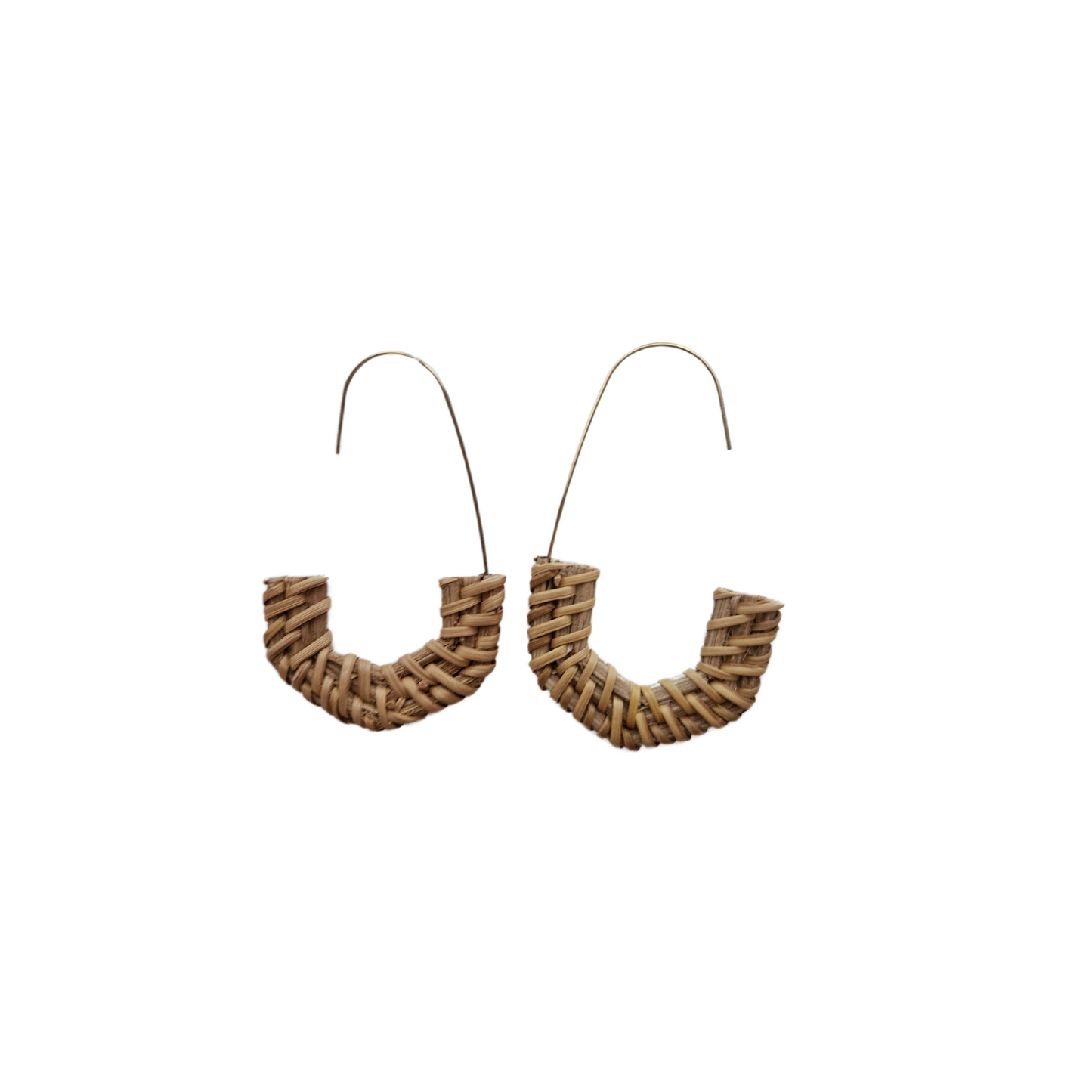 Rattan half-moon hoop earrings