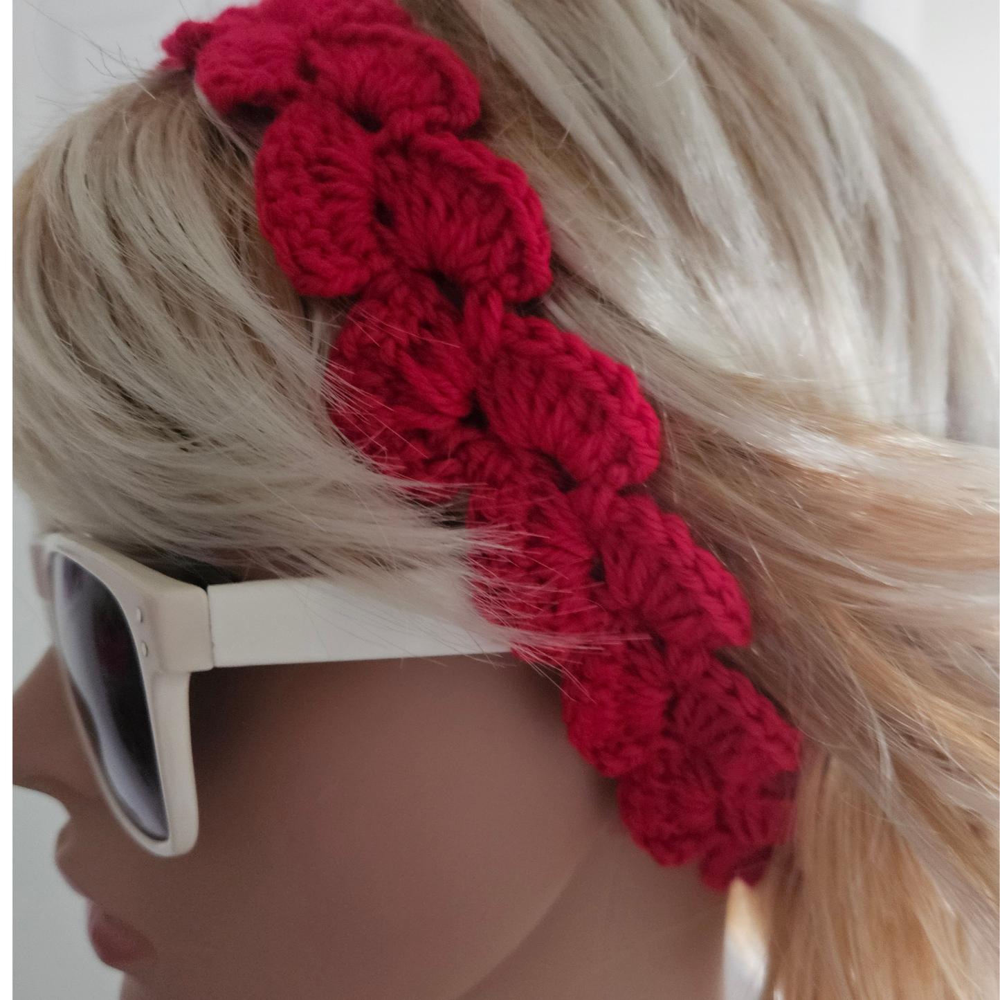 Red Petal Headband model side pose