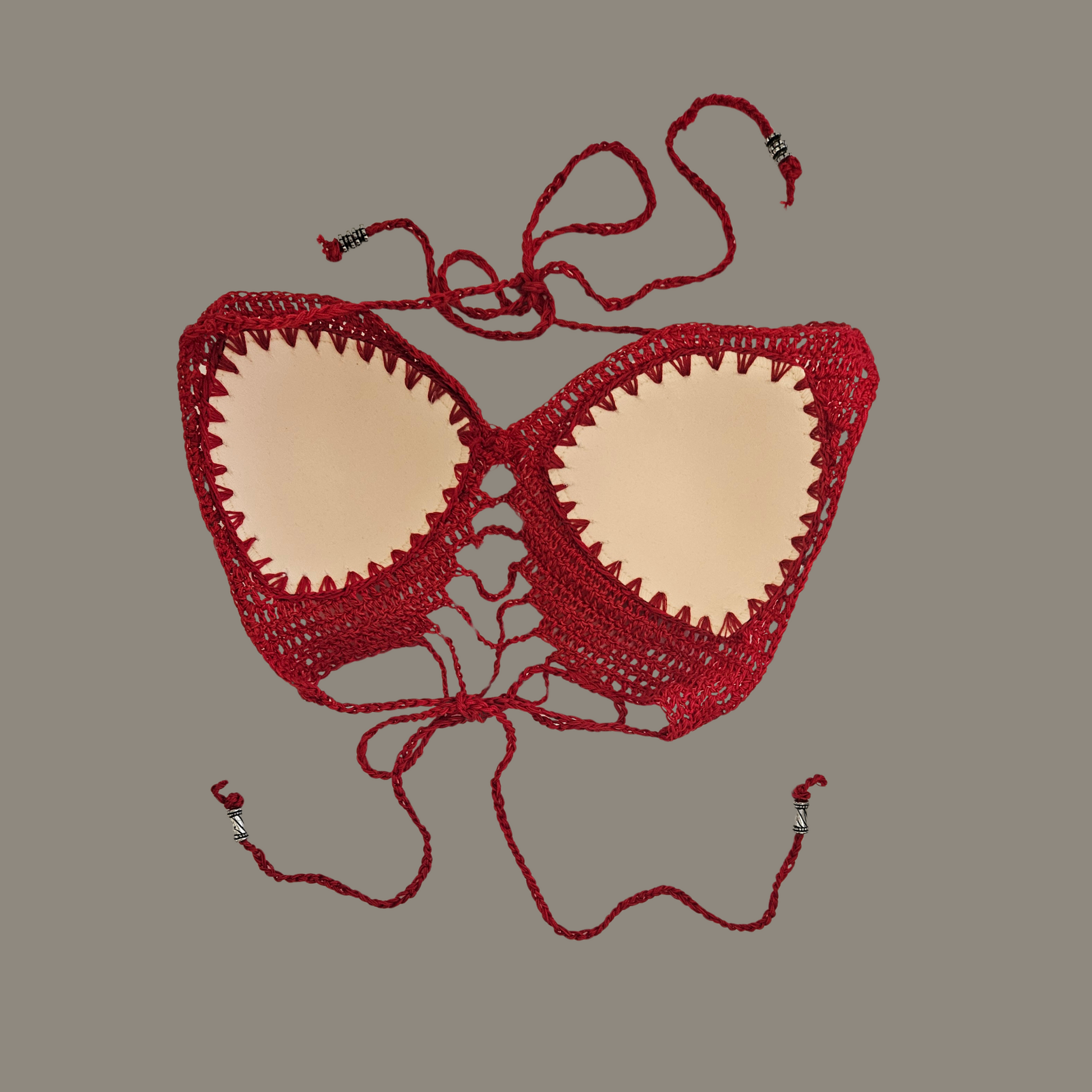 RedTwo-WayCrochetCropBACKPADDEDCUP