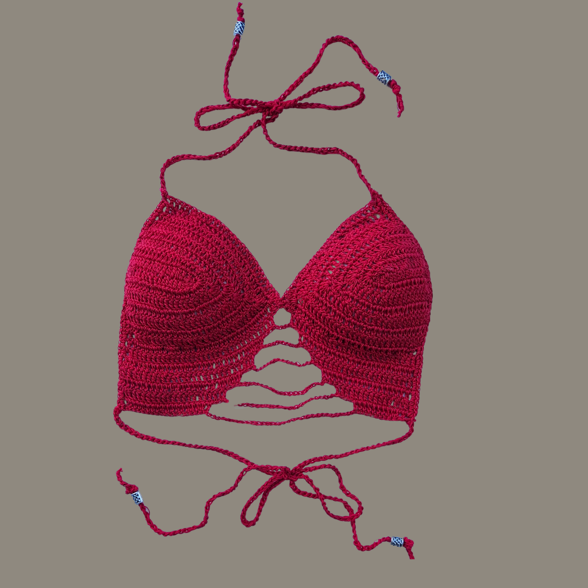RedTwo-WayCrochetCropTopfront