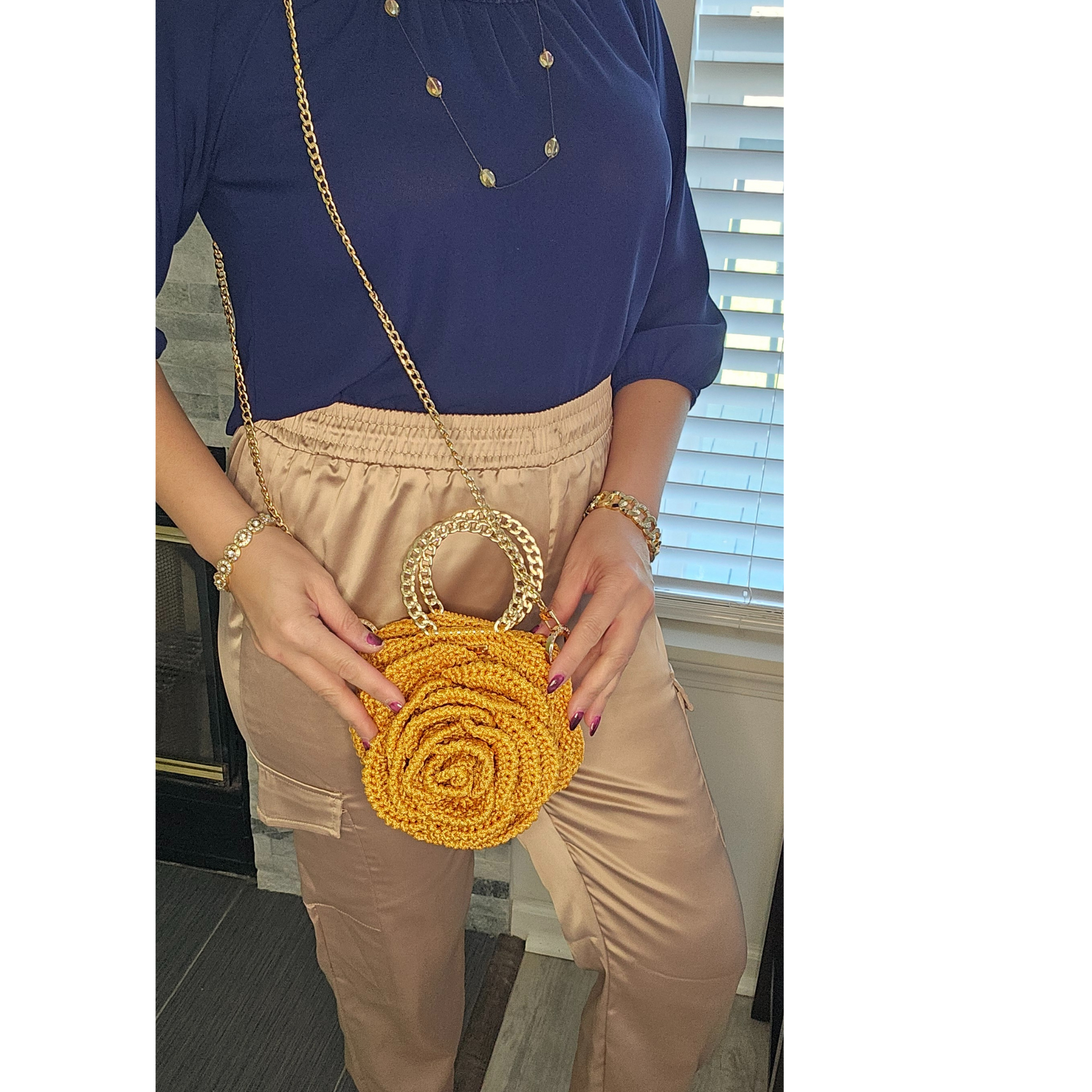 Model posing Rosa Bloom Macrame