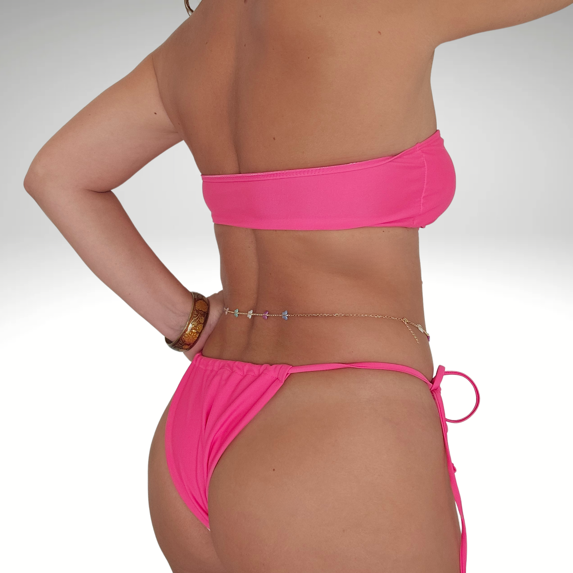 Rosa Charm Strapless 3D Flower Bikini Set model posing  back image