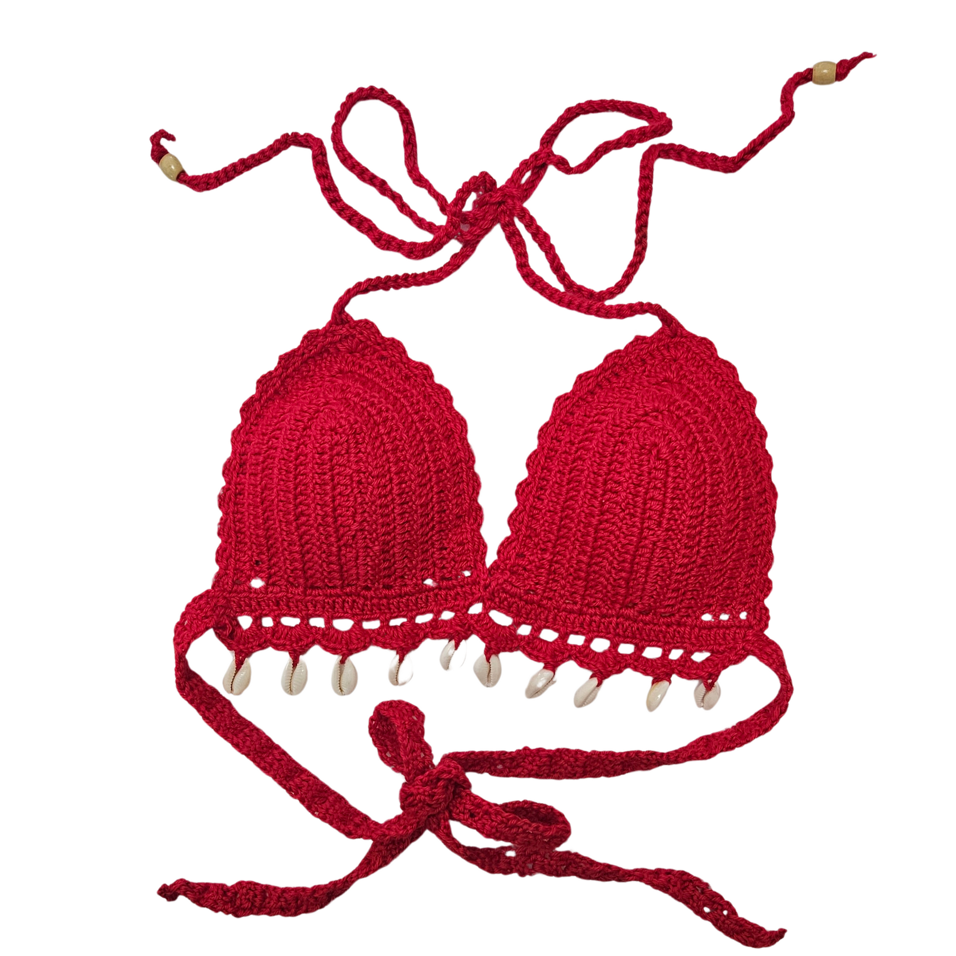 Ruby Seashell Crochet Cropped Top front1