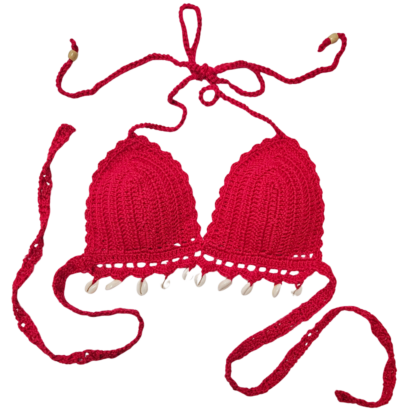 Ruby Seashell Crochet Cropped Top front lace straps