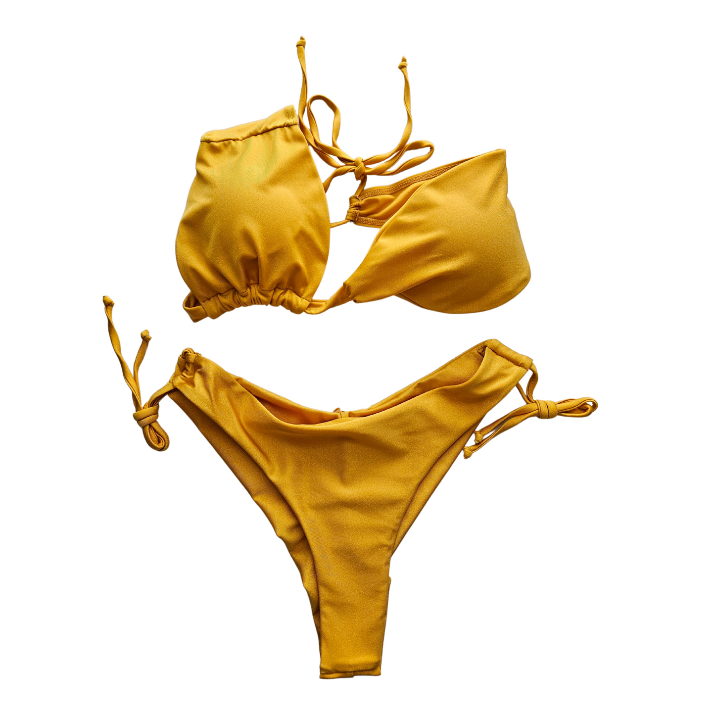 Shiny Gold One Shoulder Two Piece Bikini Set front image