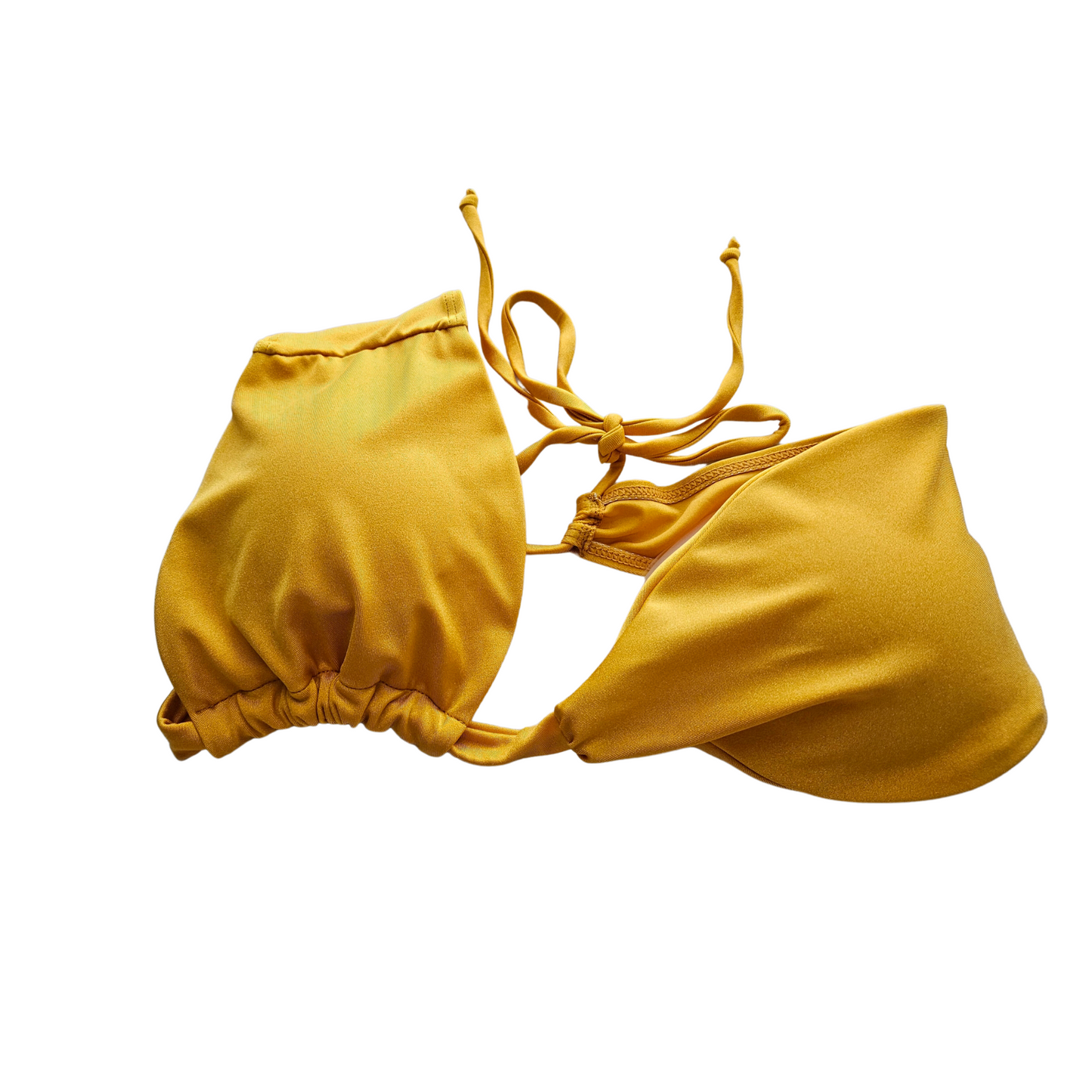 Shiny Gold One Shoulder Two Piece Bikini Set top front image