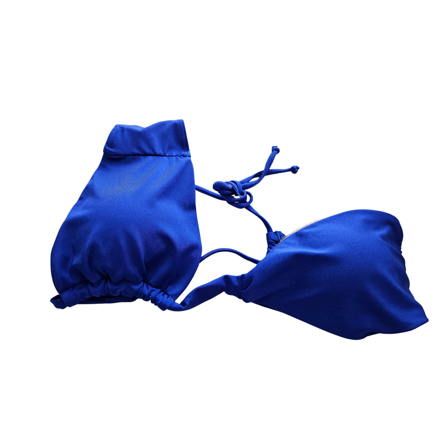 Shiny Royal Blue One Shoulder Two Piece Bikini Set front top image