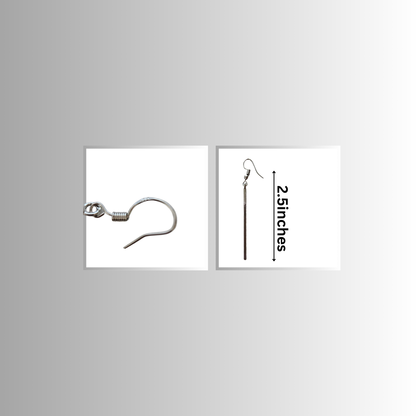 Silver Bar Drop Earrings measurements
