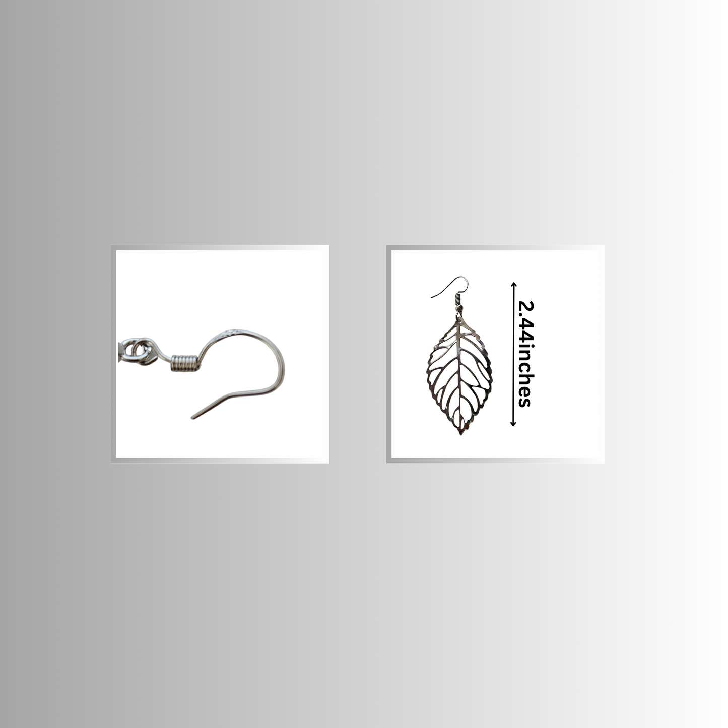 Silver Leaf Earrings - Elegant Nature-Inspired Fashion Accessory - Rita Rosa Brazilian Beachwear-Measurements