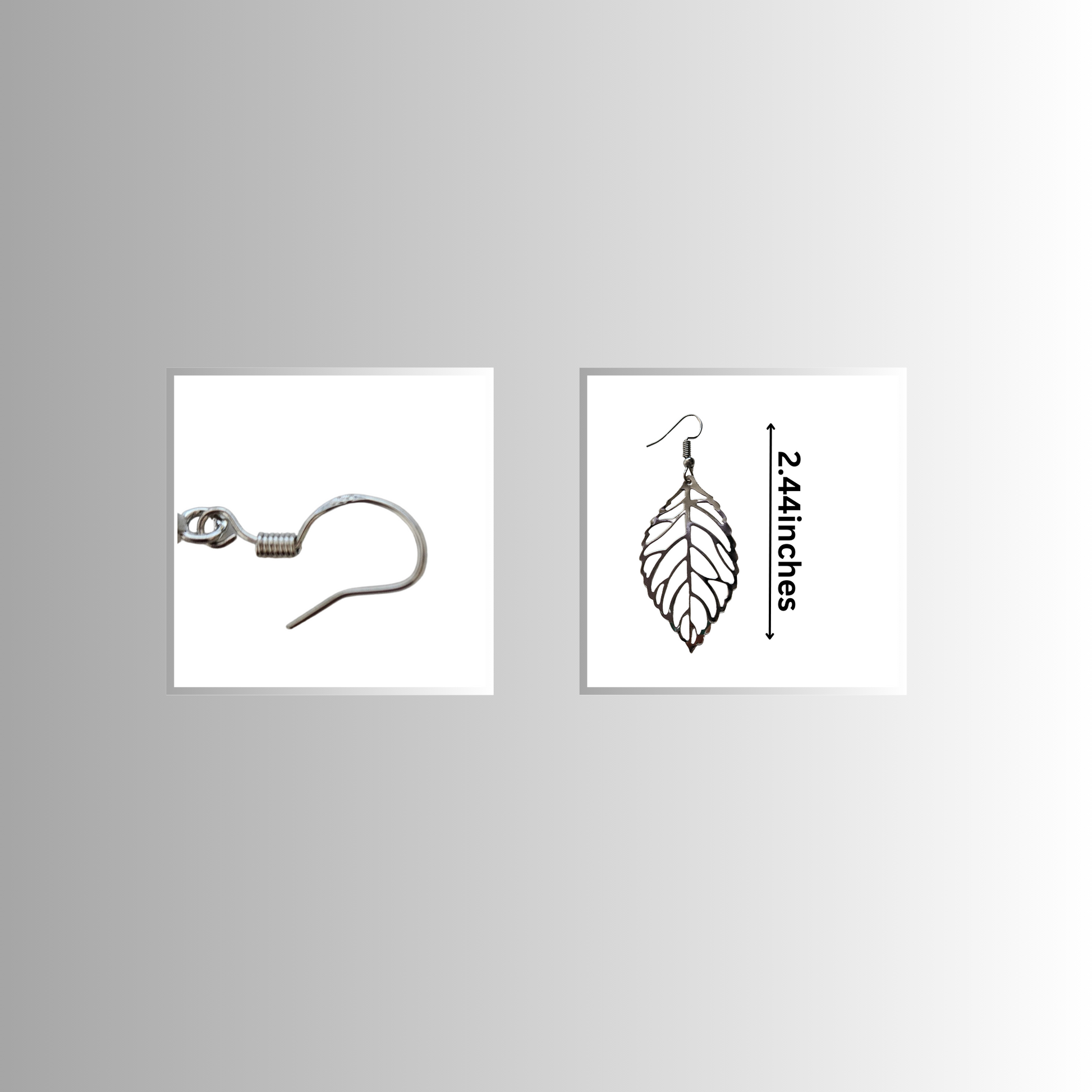 Silver Leaf Earrings - Elegant Nature-Inspired Fashion Accessory - Rita Rosa Brazilian Beachwear-Measurements