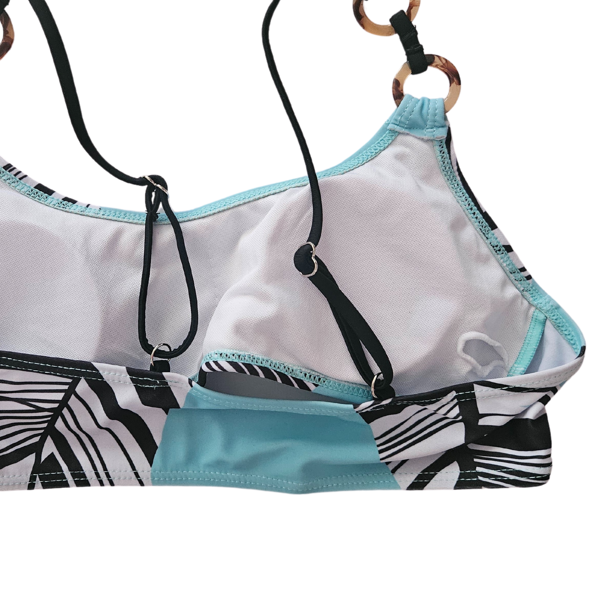 Sky Blue Printed Three piece Sporty Bikini Set padded cup image