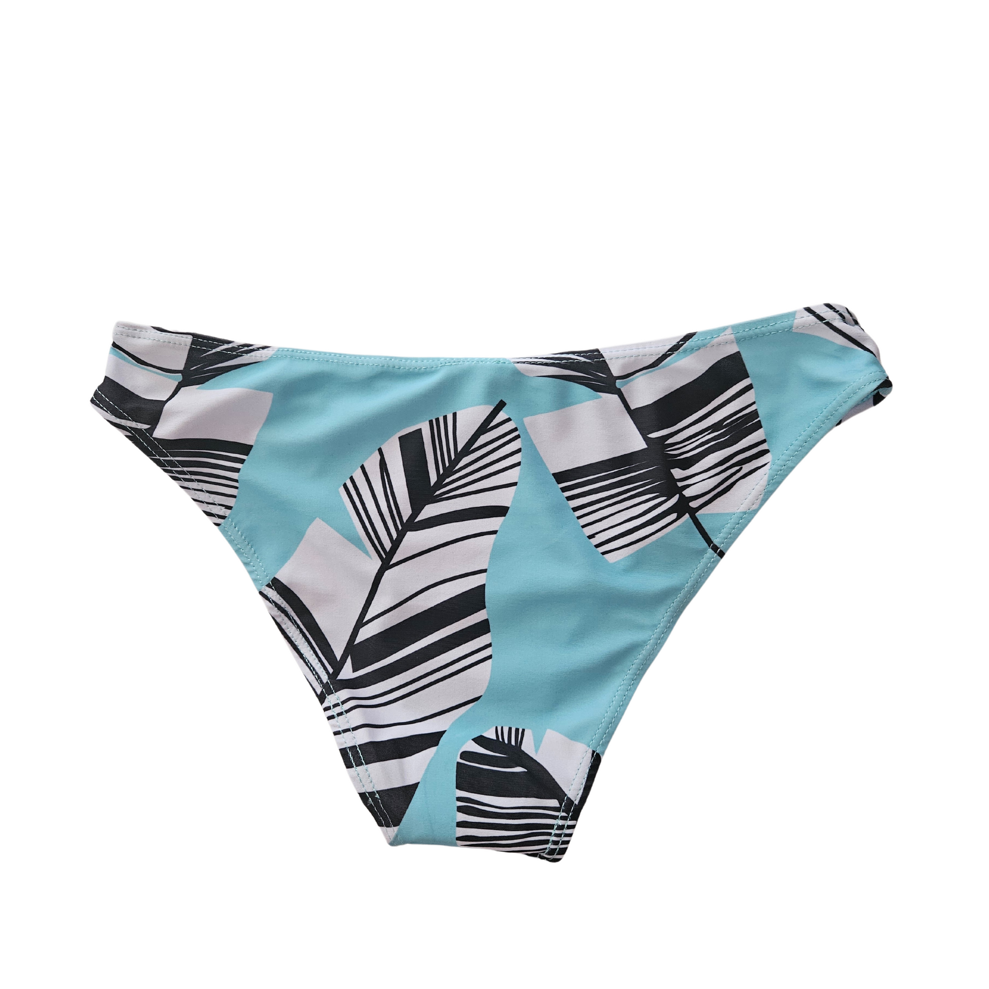 Sky Blue Printed Three piece Sporty Bikini bottom back image